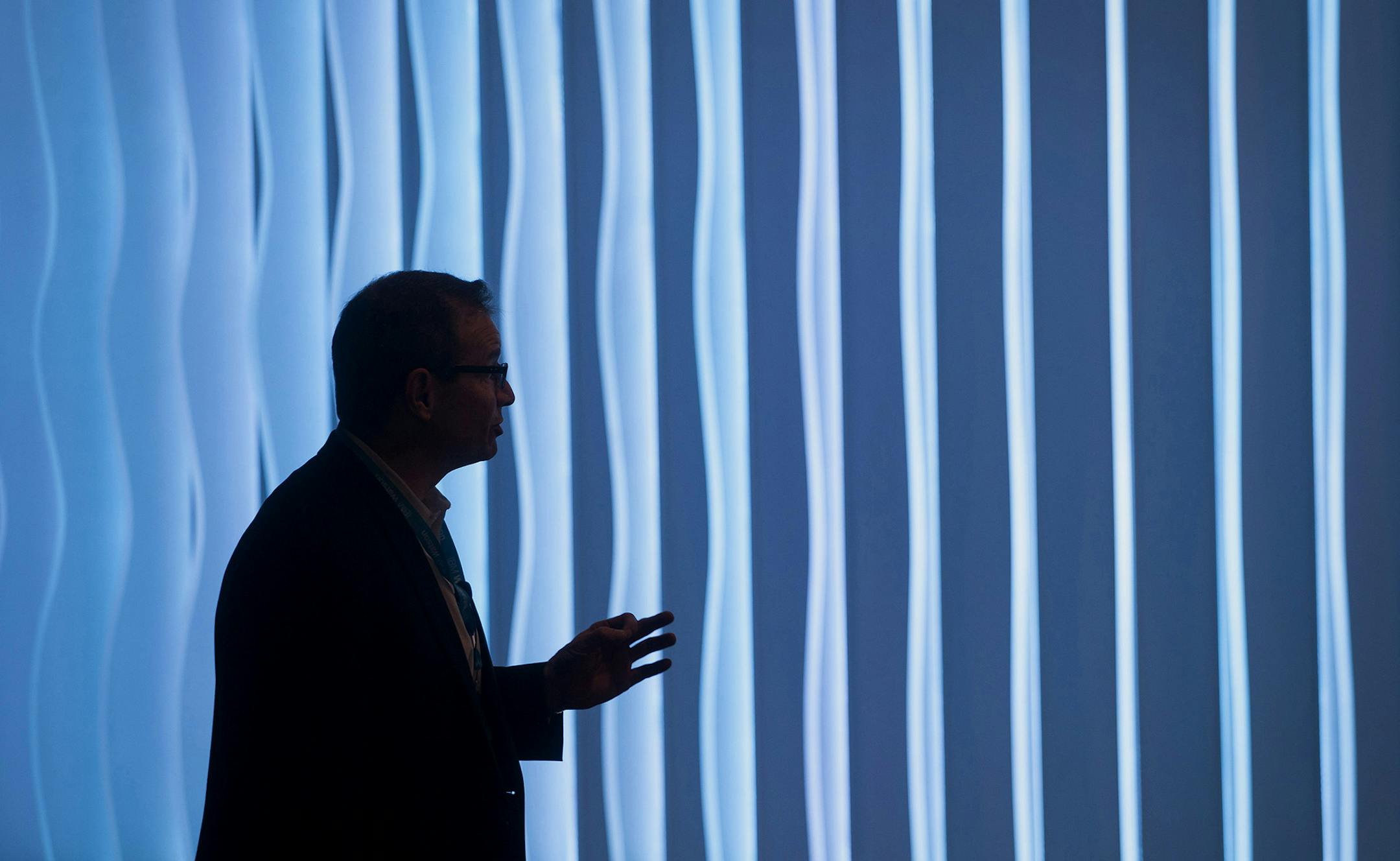 Stephen Gold, vice president of Watson Group business for International Business Machines Corp. (IBM), speaks during an event at the IBM Watson headquarters in New York, U.S., on Tuesday, Oct. 7, 2014. To help commercialize the technology famous for beating humans on the "Jeopardy!" game show, new languages such as Portuguese and Japanese are being added to the Watson service this year, said Gold. Photographer: Michael Nagle/Bloomberg *** Local Caption *** Stephen Gold ORG XMIT: 517515023