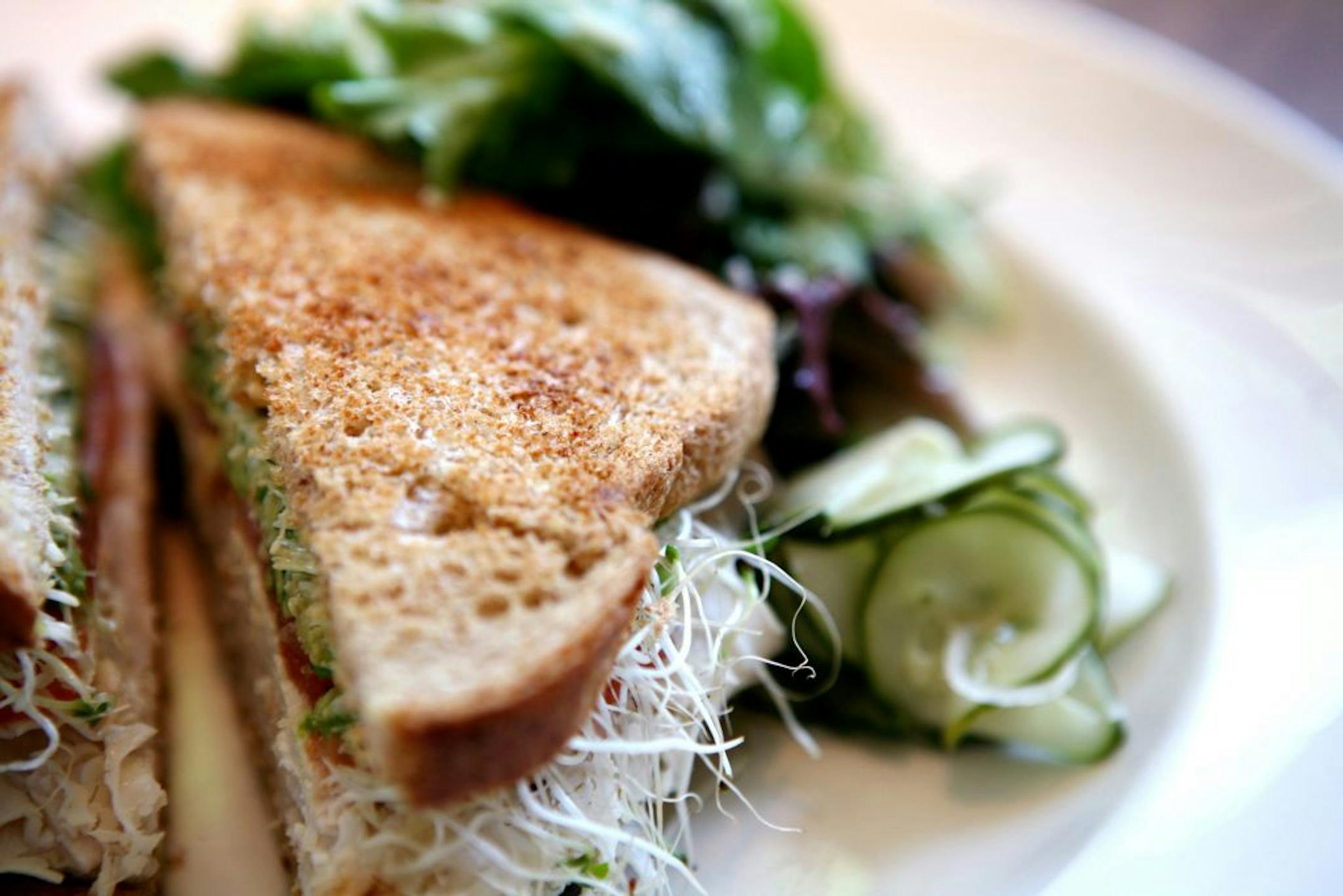 Free range turkey, avocado and tomato artisan sandwich at Mill Valley Kitchen.