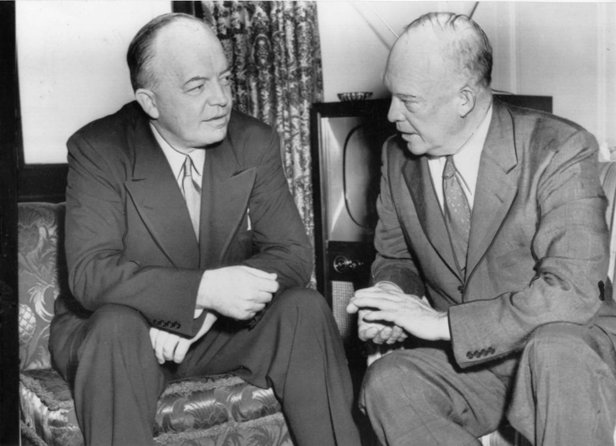 Harold Stassen, left, with Dwight Eisenhower, July 1952.