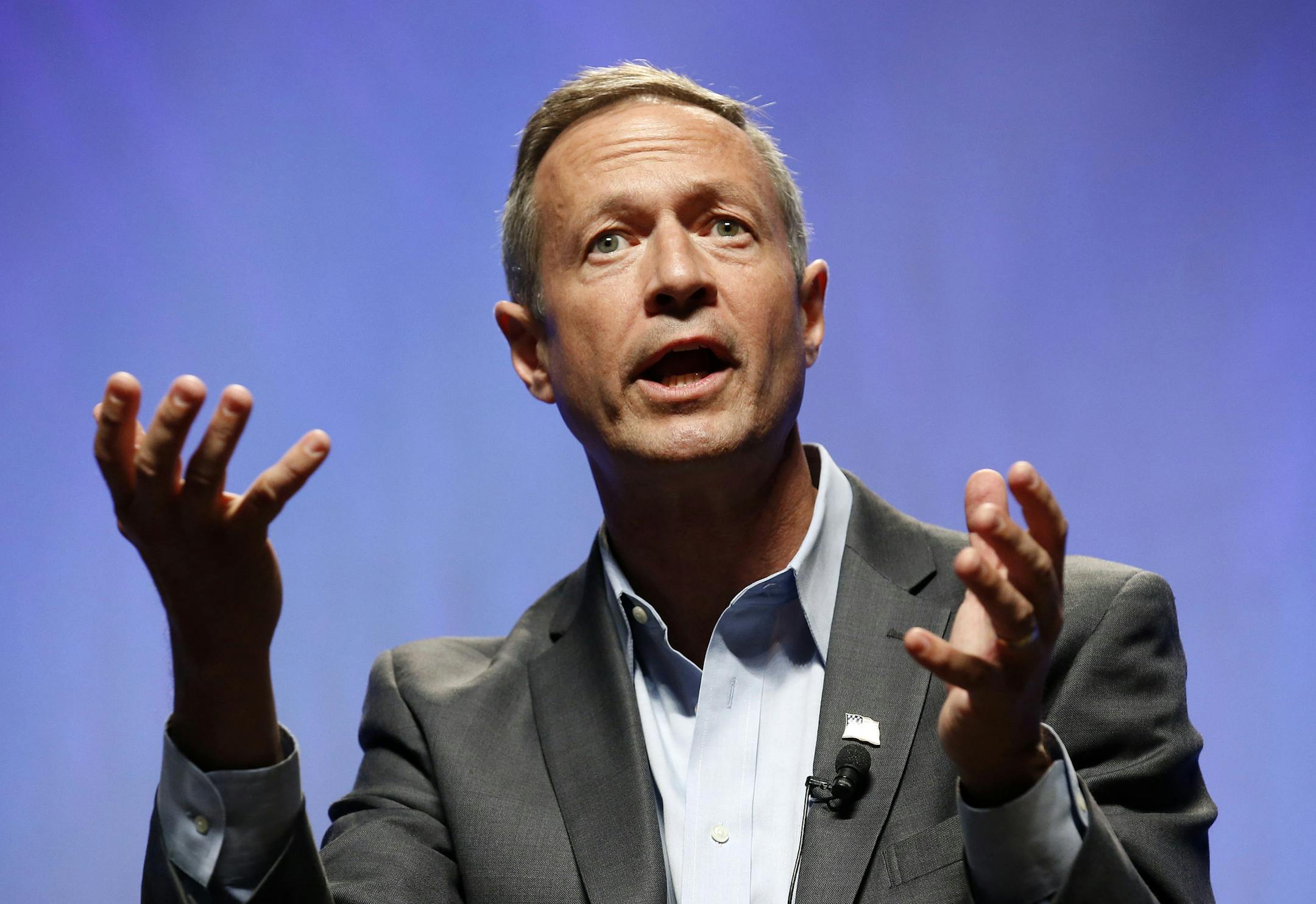 Democratic presidential candidate, former Maryland Gov. Martin O'Malley, speaks at a Netroots Nation town hall meeting, Saturday, July 18, 2015, in Phoenix. (AP Photo/Ross D. Franklin) ORG XMIT: AZRF118