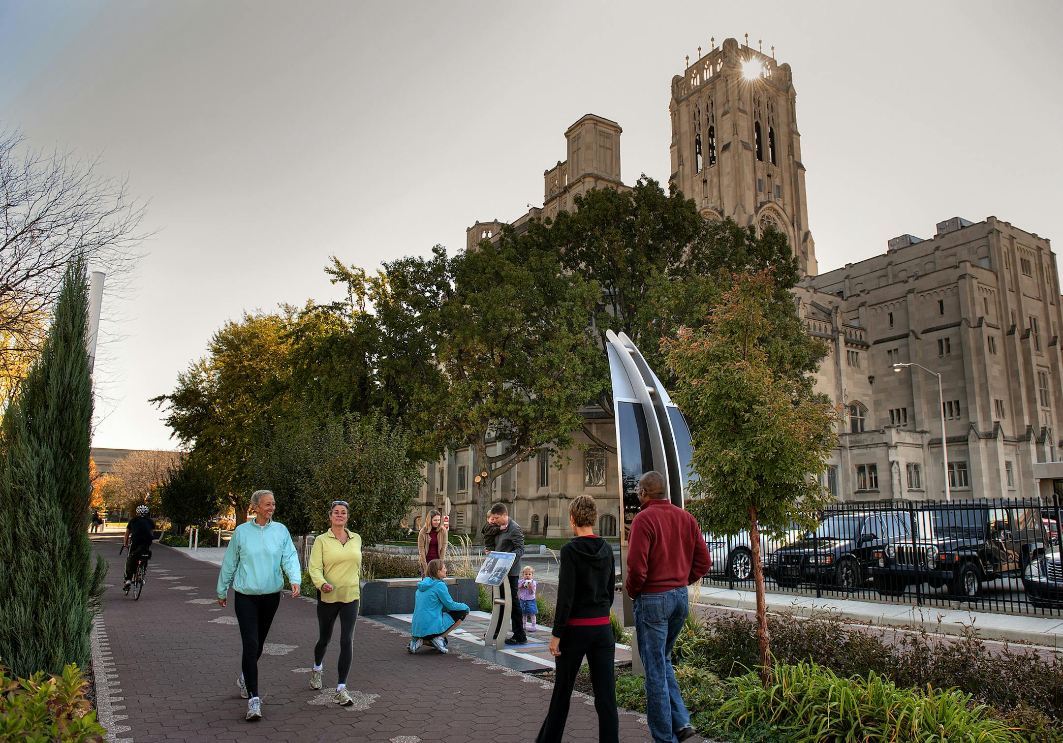 The Indianapolis Cultural Trail is an internationally-acclaimed 8-mile biking and walking trail that connects the city's 5 downtown Cultural Districts. From Mass Ave to White River State Park and Fountain Square, the trail is a family-friendly way to explore the city. Use information: Photo courtesy of Lavengood Photography.