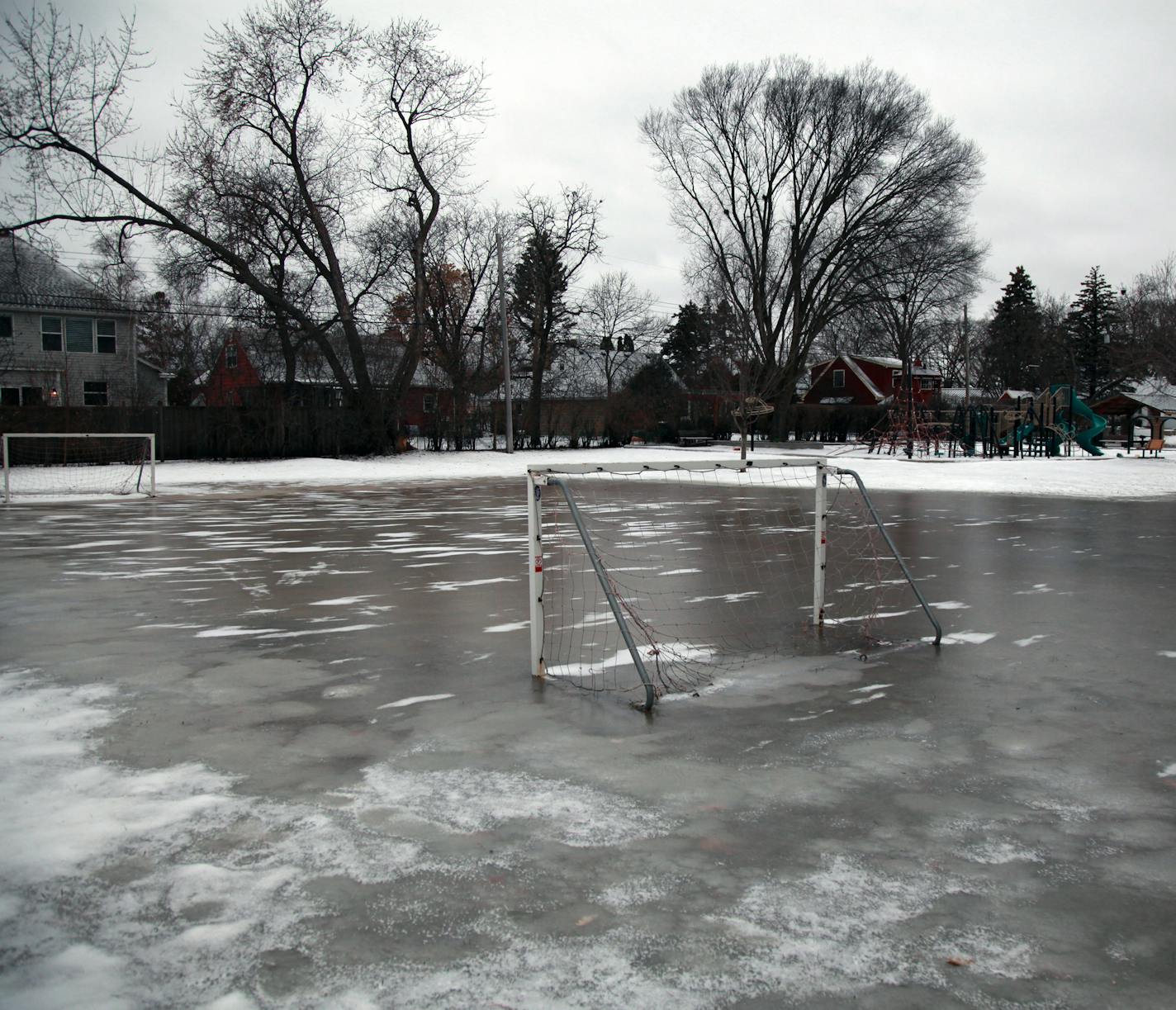 Chowen Park in Edina was frozen over with ice Friday morning.