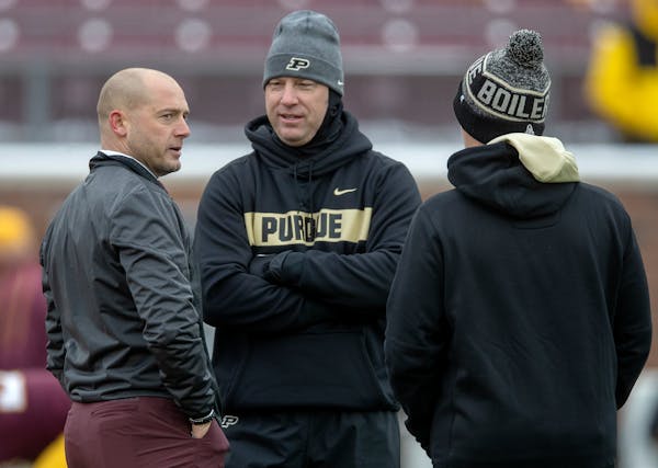 The Gophers are 4-1 against Purdue since P.J. Fleck, left, took over as Minnesota’s coach and Jeff Brohm, right, took the helm with the Boilermakers