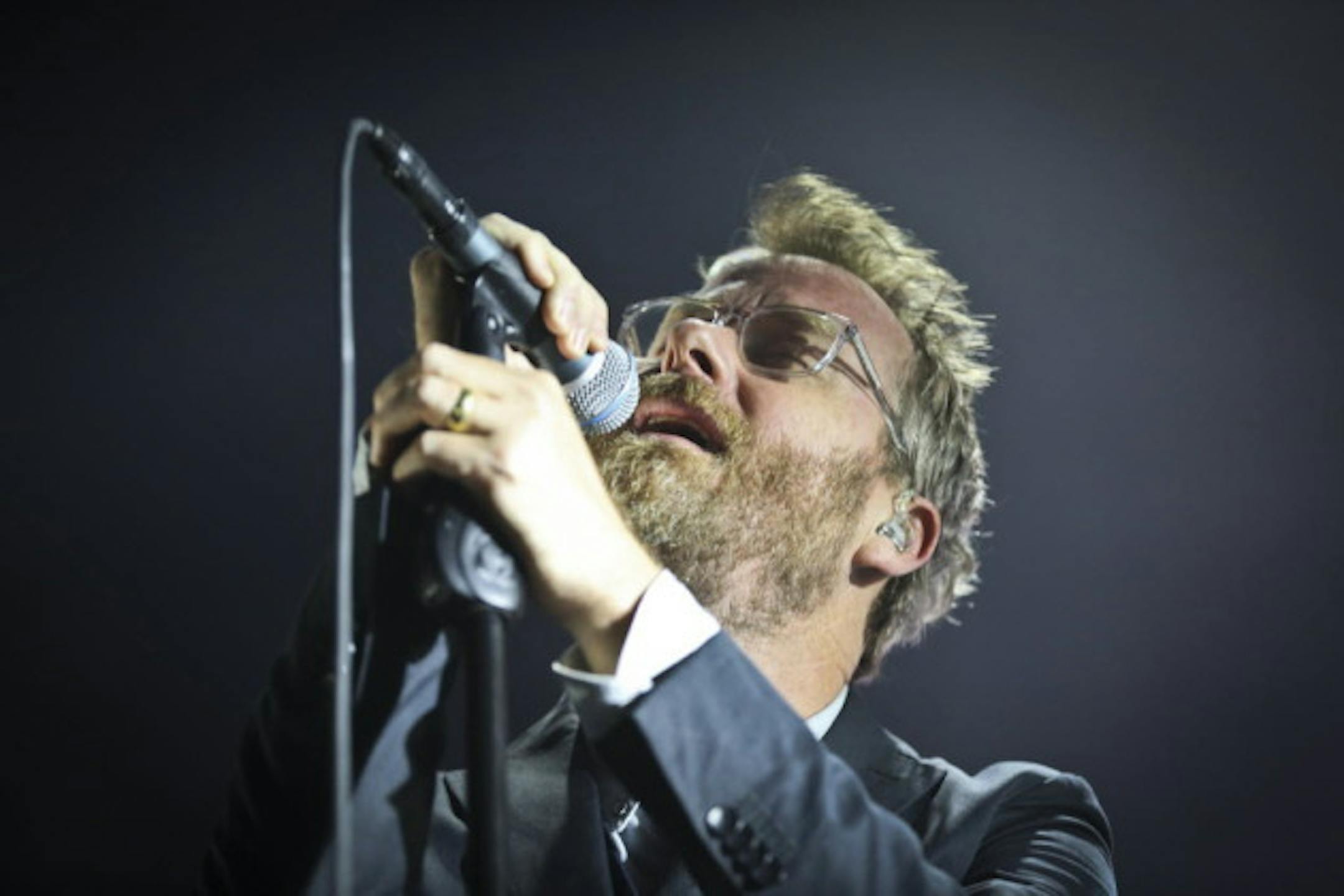 Matt Berninger lightened up between songs at Roy Wilkins Auditorium on Tuesday, and opened up earlier in the day at 89.3 the Current. / Renee Jones Schneider, Star Tribune