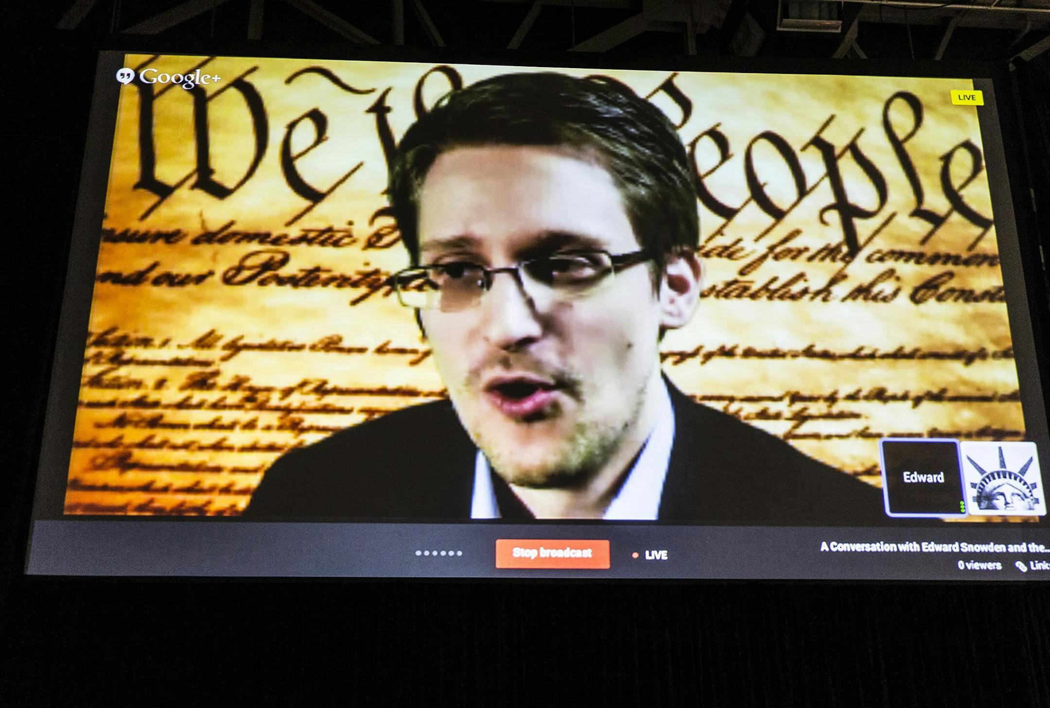 In one of South by Southwest Interactive's most high-profile sessions this year, NSA leaker Edward Snowden spoke via Google Hangout in March.