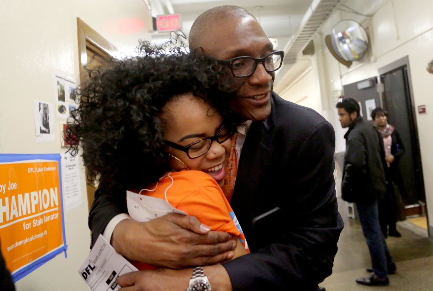 State Sen. Bobby Joe Champion received a hug from Cearah Hamilton, a legislative assistant, after Champion received the party's endorsement at the DFL's Senate District 59 endorsing convention Saturday, April 3, 2016, at Patrick Henry High School inMinneapolis, MN.](DAVID JOLES/STARTRIBUNE)djoles@startribune.com Despite rapidly changing racial demographics in Minnesota, the Minnesota Legislature has remained overwhelmingly white in recent years. Out of 201 legislators, less than 5 percent are mi