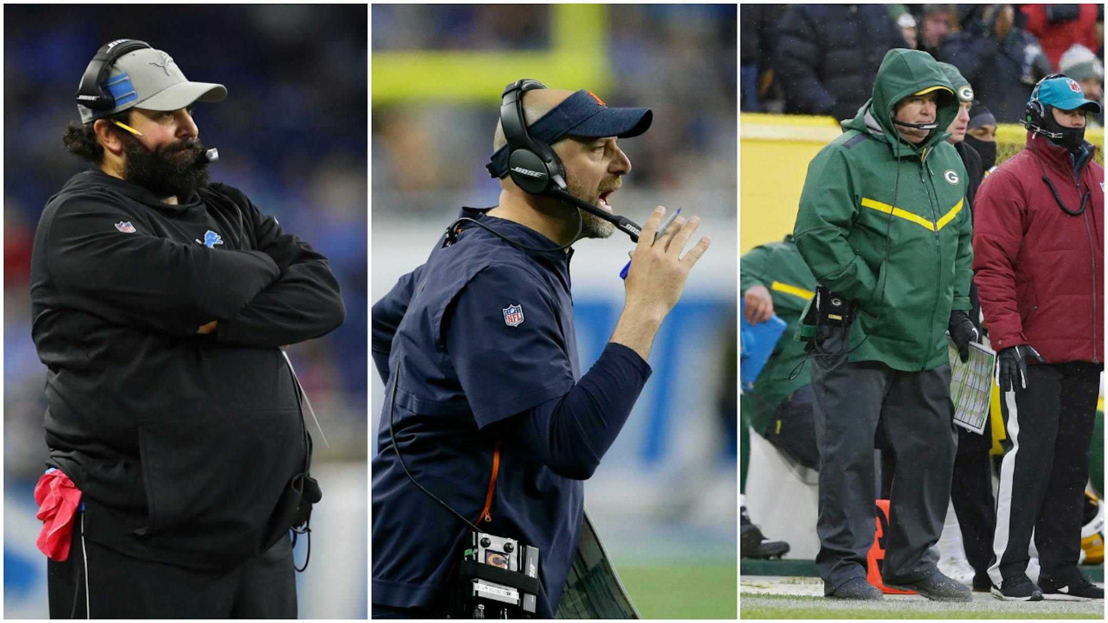 Detroit's Matt Patricia, Chicago's Matt Nagy and fired Green Bay head coach Mike Holmgren.