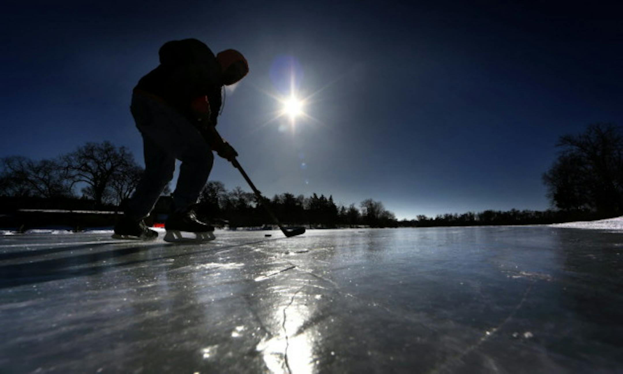 Mike Walsh of St. Louis Park skated on the smooth ice at Lake of the Isles in Minneapolis last February.