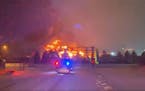 In this image from video, St. Paul firefighters fought a blaze in a commercial area in the1600 block of Red Rock Road in St. Paul.