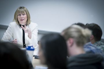 The University of Minnesota's newest regents professor Fionnuala Ni Aolain taught a law-school class called "Laws of War," at Walter Mondale Hall, Tue