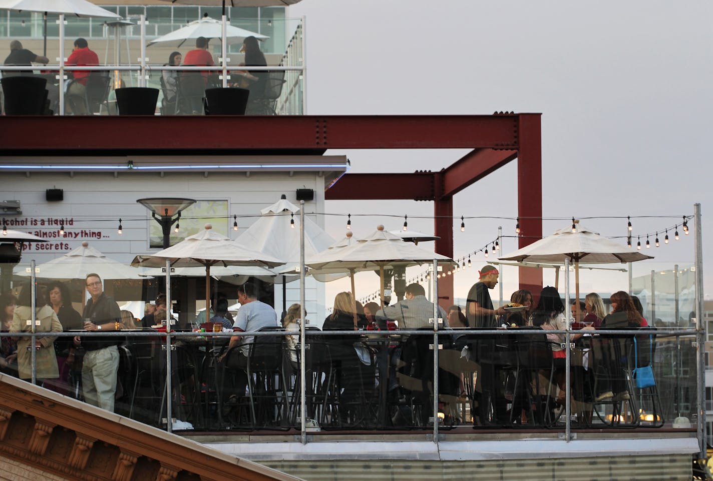 The rooftop deck at Stella's Fish Cafe in Uptown is well-known for its skyline views.