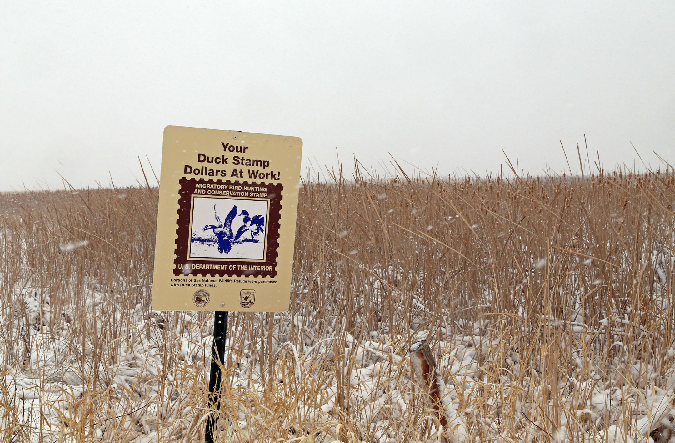 A sign denoting habitat in western Minnesota purchased for wildlife by duck hunters near Lac qui Parle Wildlife Management Area.