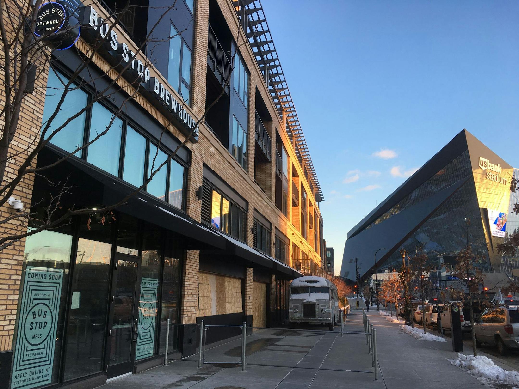 Bus Stop Brewhouse is a bus depot-themed restaurant in Minneapolis.