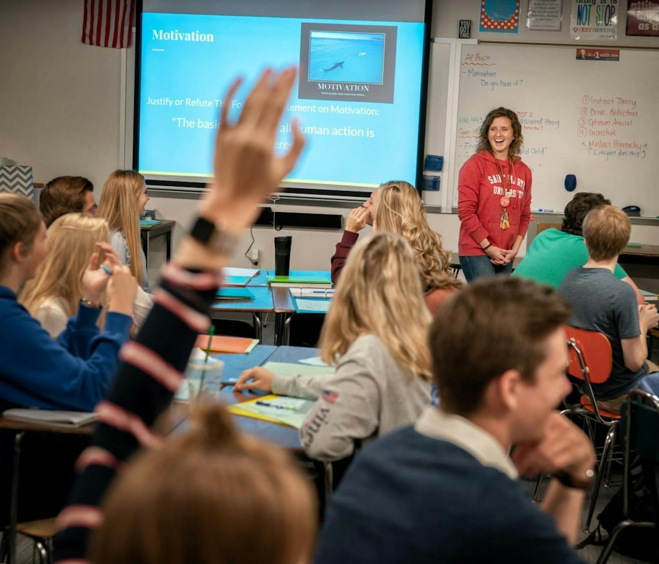This year students in Ashley Wilke's AP psychology class will be required to pay a $60 fee to take their AP tests at the end of class if they want to receive AP credit. Forest Lake Area High School used to pick up the tab.