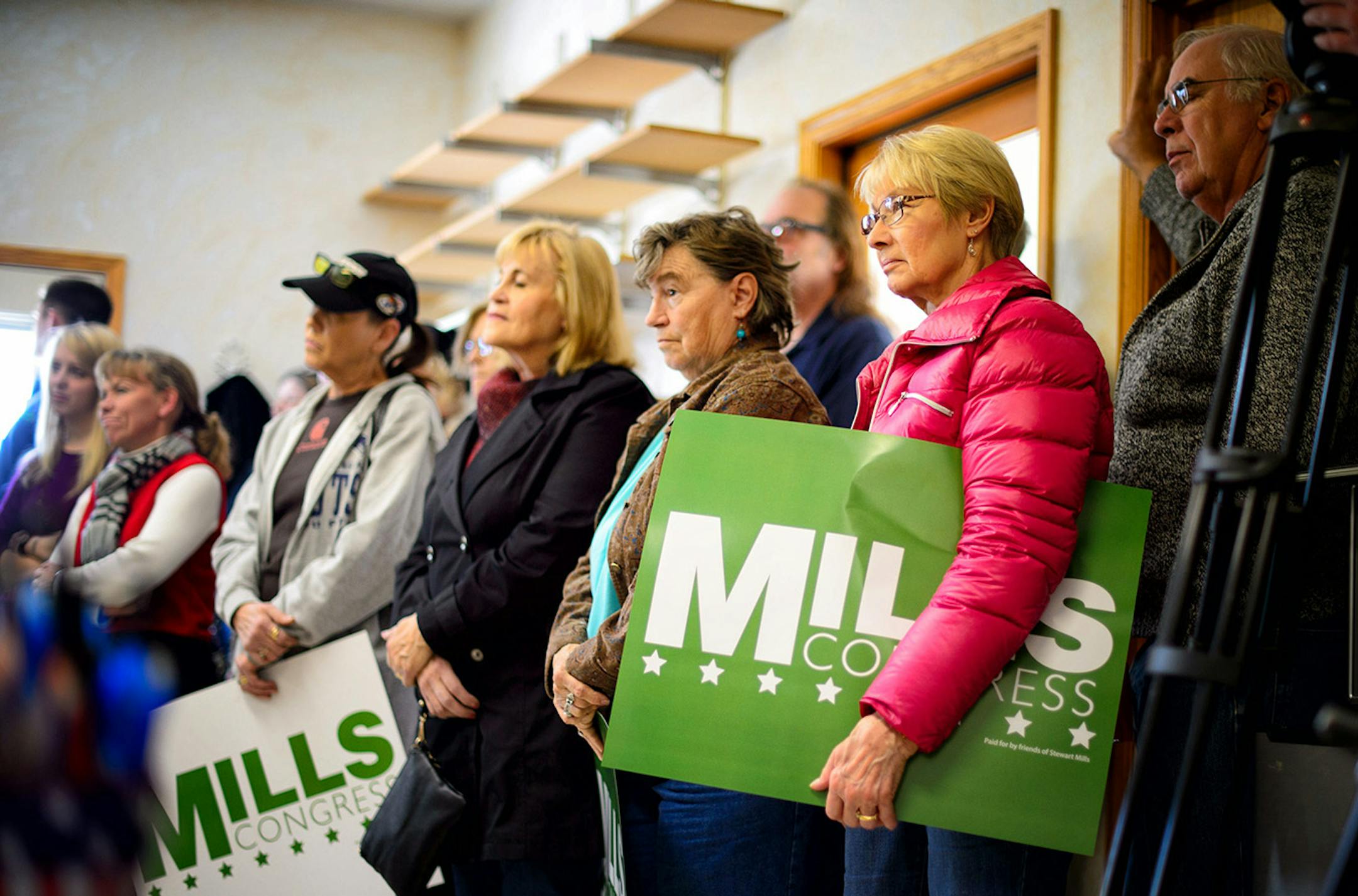 Supporters listened to Stewart Mills speak at the Duluth GOP Victory Office. ] GLEN STUBBE * gstubbe@startribune.com Friday, October 31, 2014 the Duluth GOP Victory Office. ] GLEN STUBBE * gstubbe@startribune.com Friday, October 31, 2014