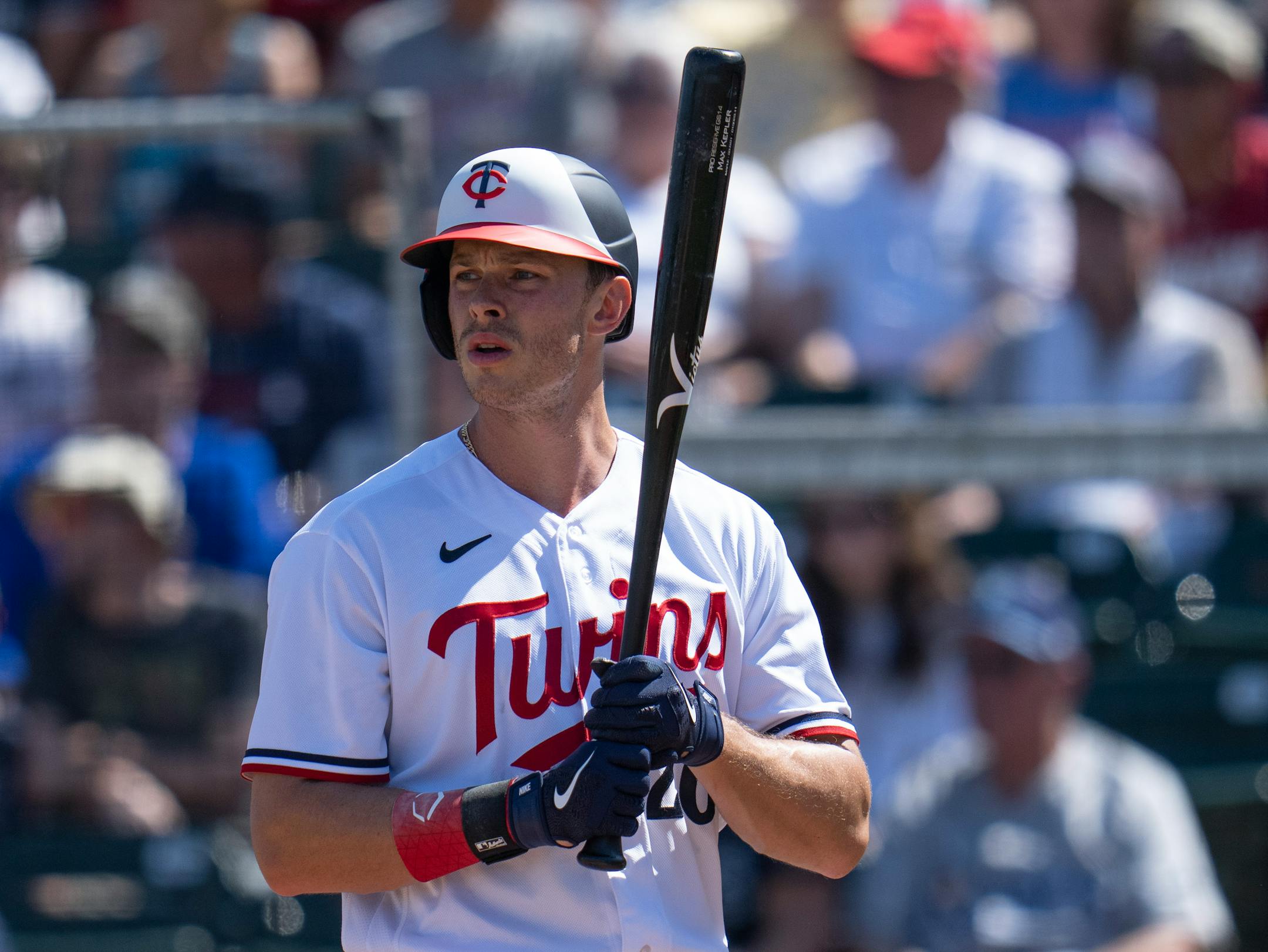 Minnesota Twins right fielder Max Kepler (26) first at bat.