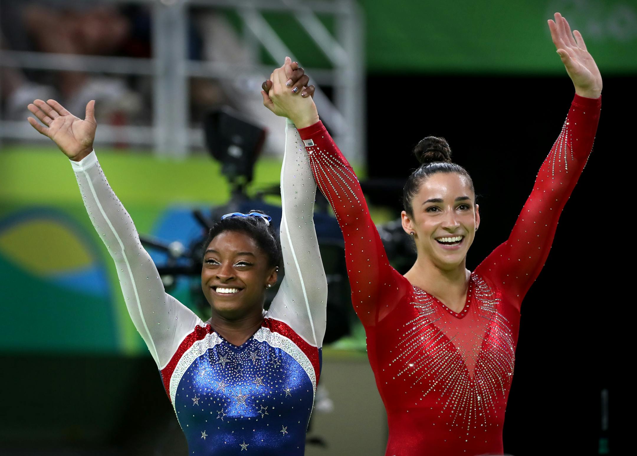 USA's Simone Biles won the all-around title in women's gymnastics and her teammate Aly Raisman took home the silver.