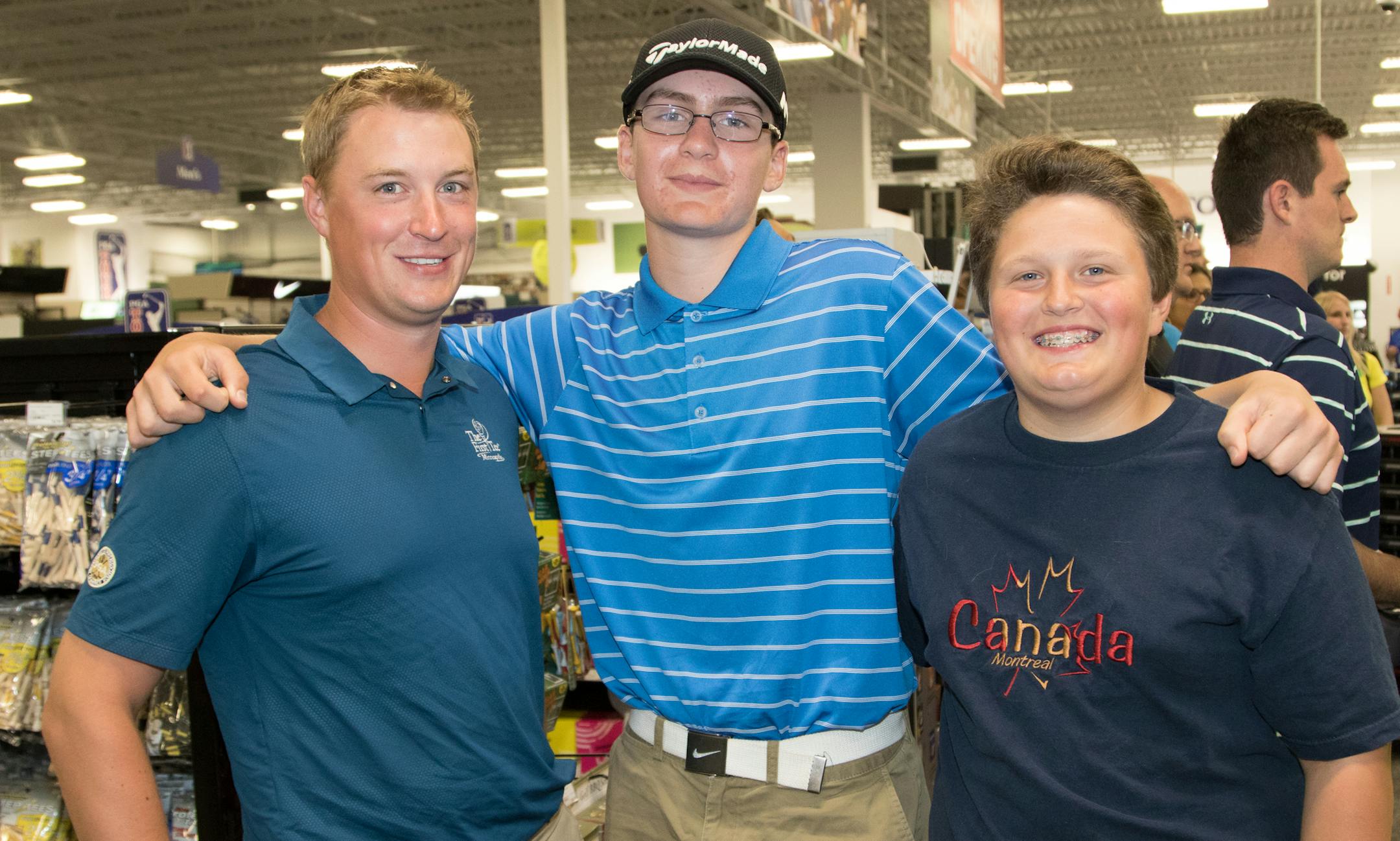 The First Tee leader Grant Shafranski and participants Jay Frolick and Stellan Orvick attend the ribbon cutting ceremony of the PGA Tour Superstore on June 9, 2016 at the PGA Tour Superstore in Minnetonka, Minn. ] Special to Star Tribune, Matt Blewett | matt@mattebphoto.com, Matte B Photography, PGA Tour Superstore, FACE062816 Saxo 846516