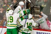 Edina players celebrate after forward Bobby Cowan scored what became the winning goal Saturday.