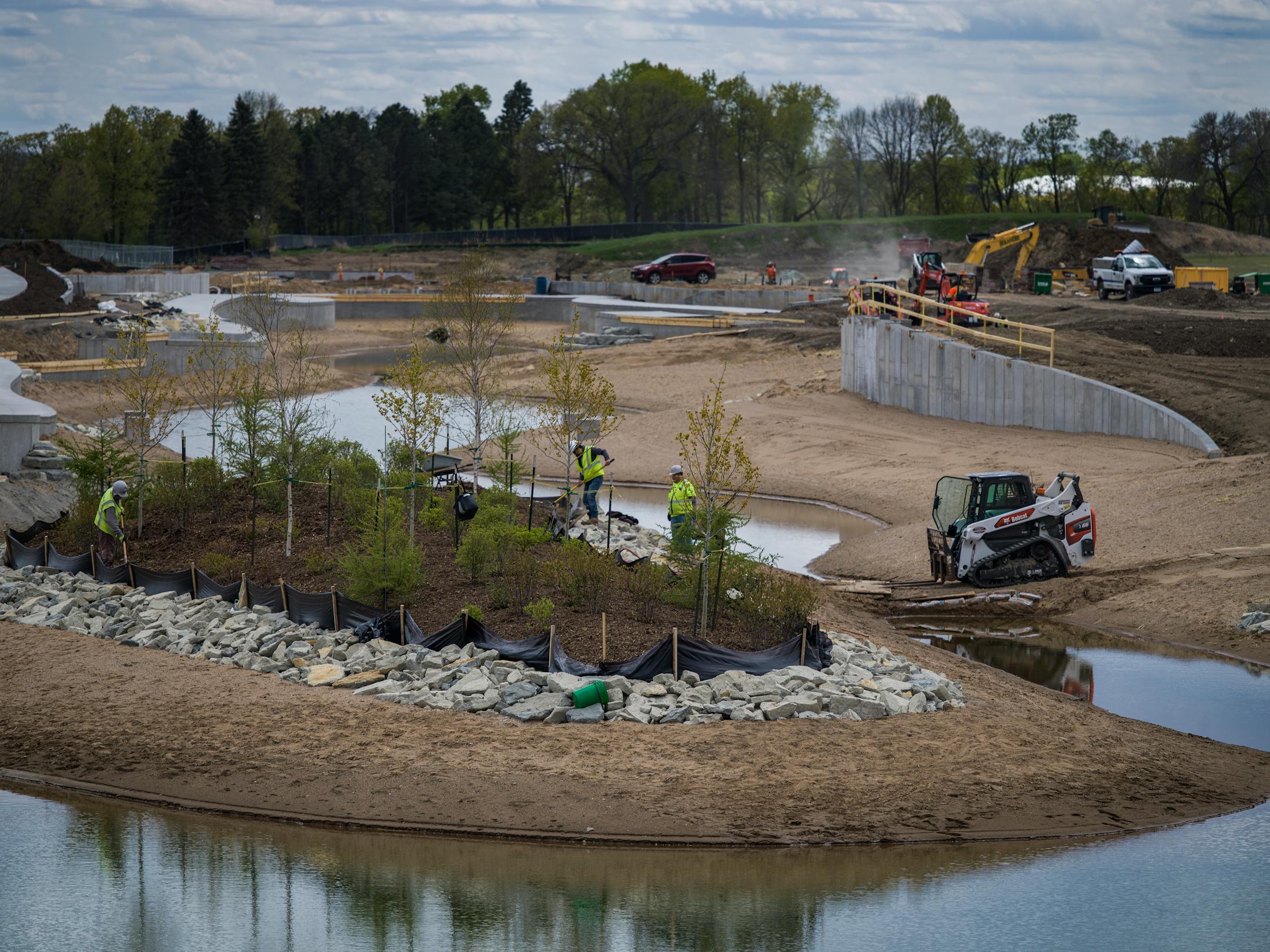 At the former Ford Plant in St. Paul, Minnesota on May 10, 2021, the central water feature is an important part of sending treated storm water to Hidden Falls Park. ] RICHARD TSONG-TAATARII ¥ Richard.Tsong-Taatarii@startribune.com