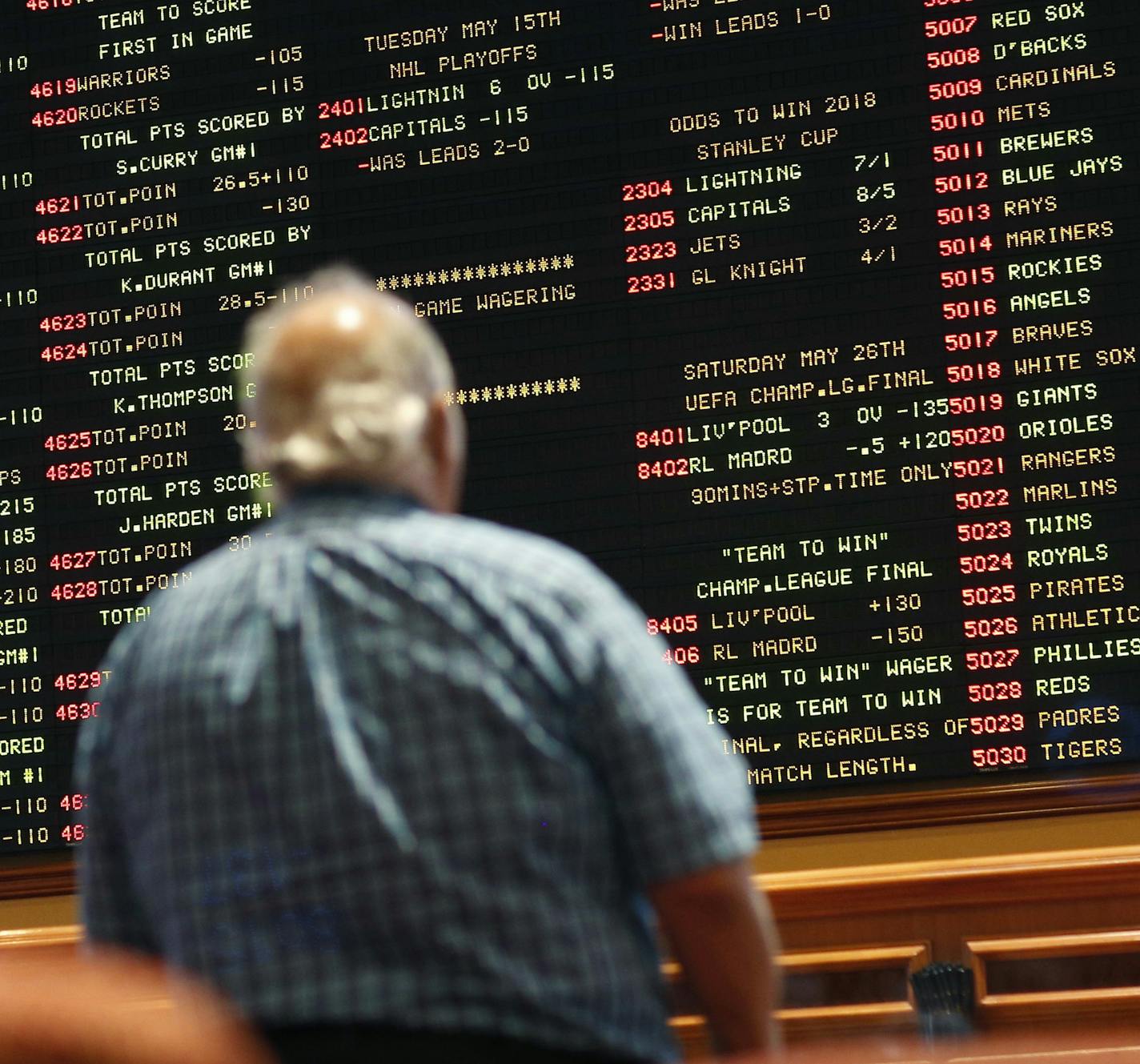 Other states might soon have betting odds on display, as they are at the South Point casino in Las Vegas.