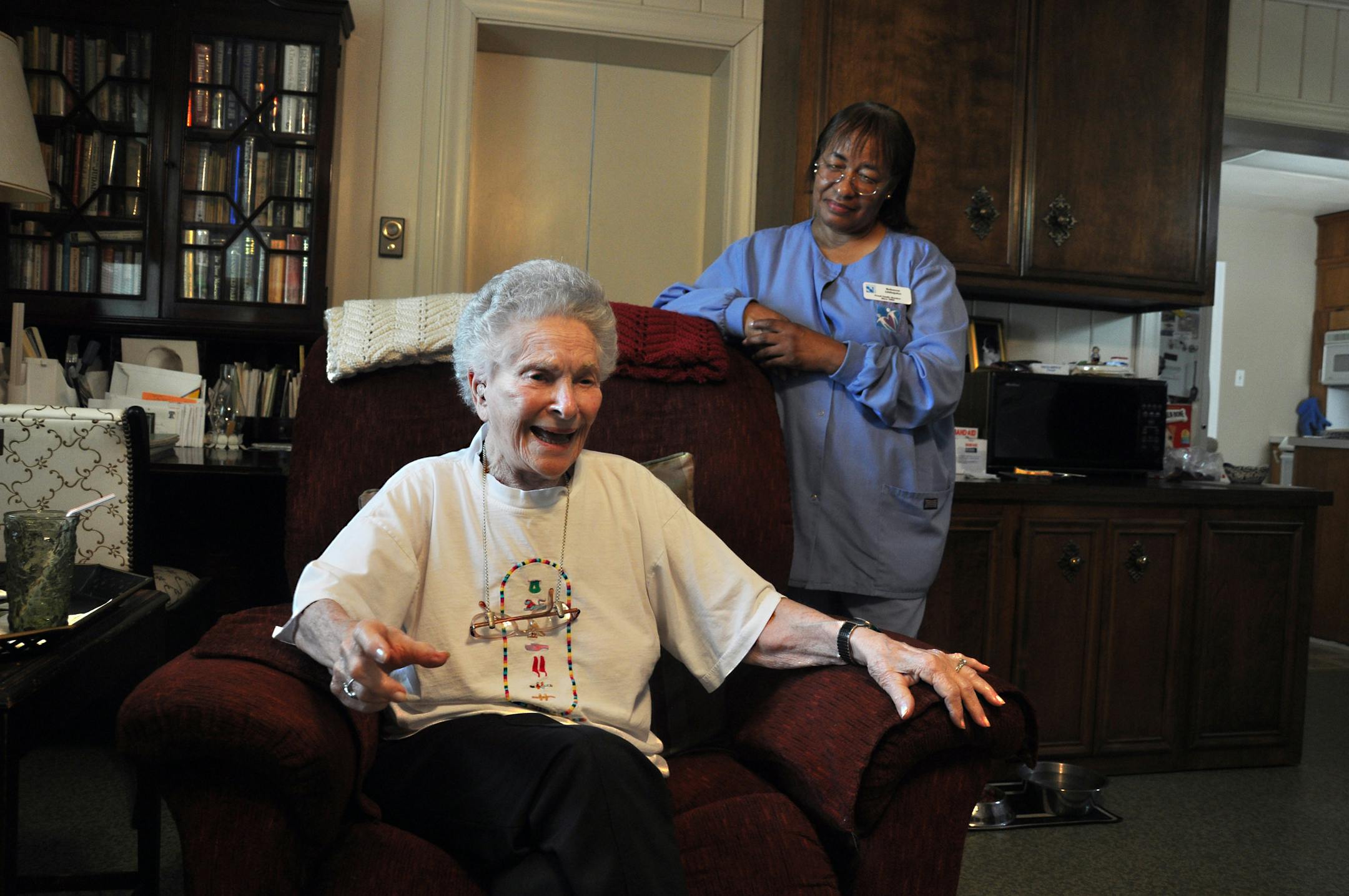 Gladys Lavitan, 92, receives 24-hour in-home care from caregiver Rebecca Littlejohn through Partners in Care in Charlotte, North Carolina. (T. Ortega Gaines/Charlotte Observer/MCT)