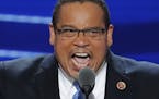 Rep. Keith Ellison, D-Minn., speaks during the first day of the Democratic National Convention in Philadelphia , Monday, July 25, 2016. (AP Photo/J. S