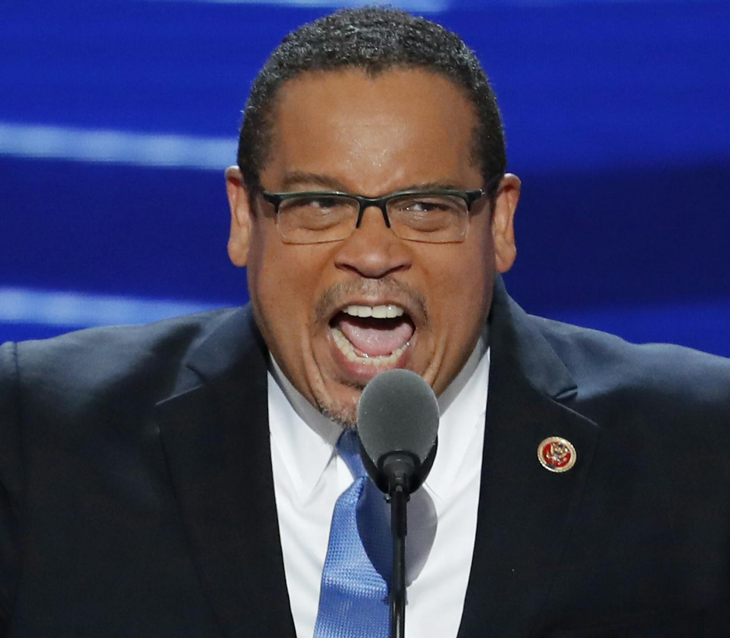 Rep. Keith Ellison, D-Minn., speaks during the first day of the Democratic National Convention in Philadelphia , Monday, July 25, 2016. (AP Photo/J. Scott Applewhite)