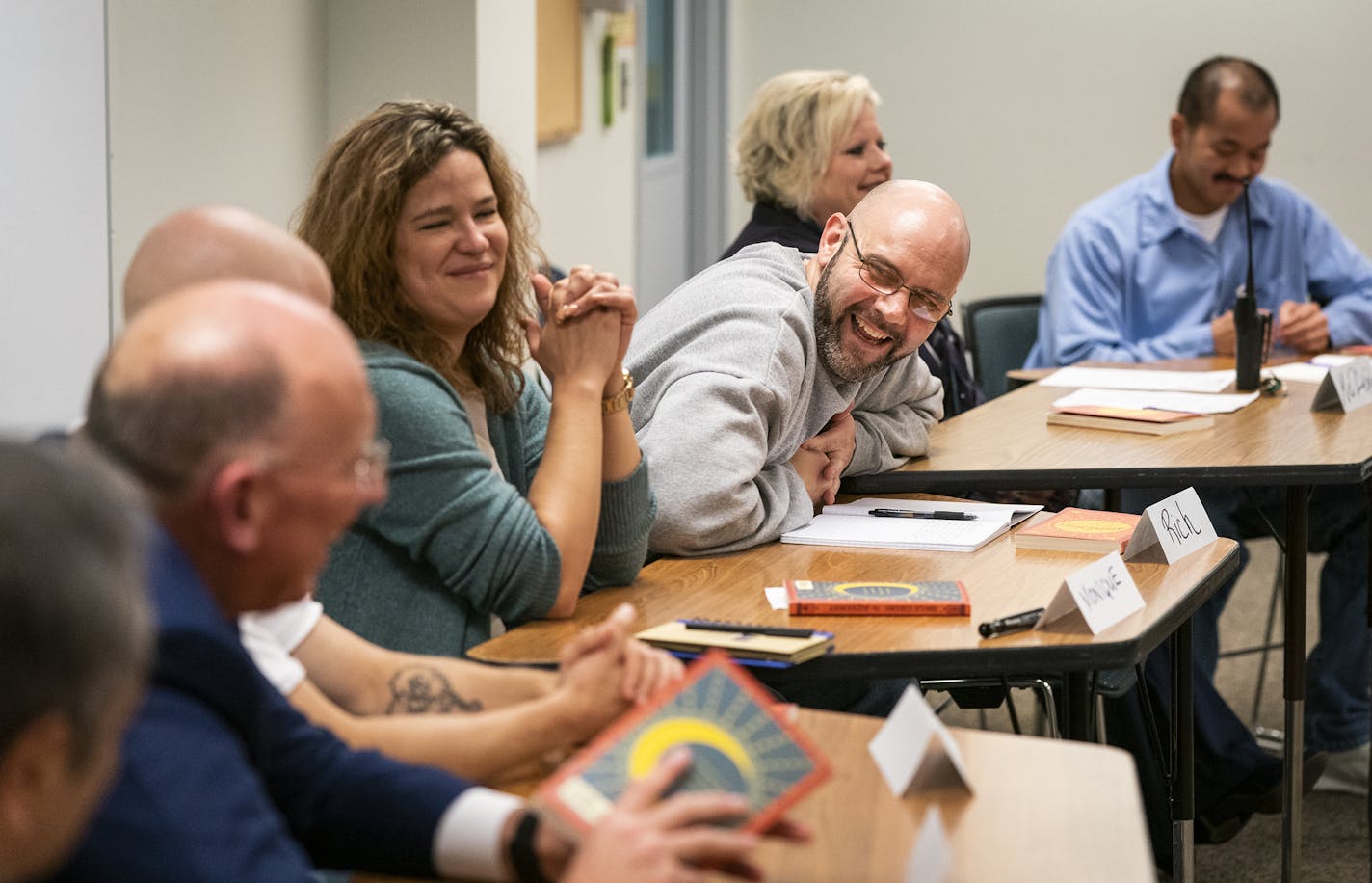 Corrections Commissioner Paul Schnell organized a prison book club, which included inmates like Richard Scheibe, above, and a dozen guests.