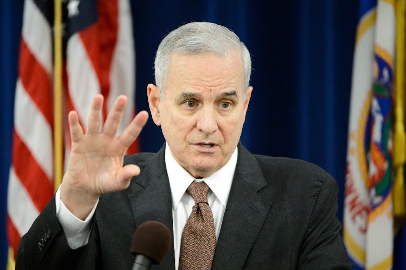 Gov. Mark Dayton, shown in a recent news conference, said, "This act of discrimination is discriminatory against many Mississippi residents and violates their constitutional rights."