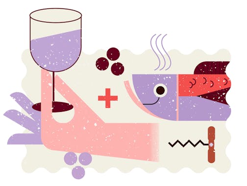 Pairing wine and food illustration