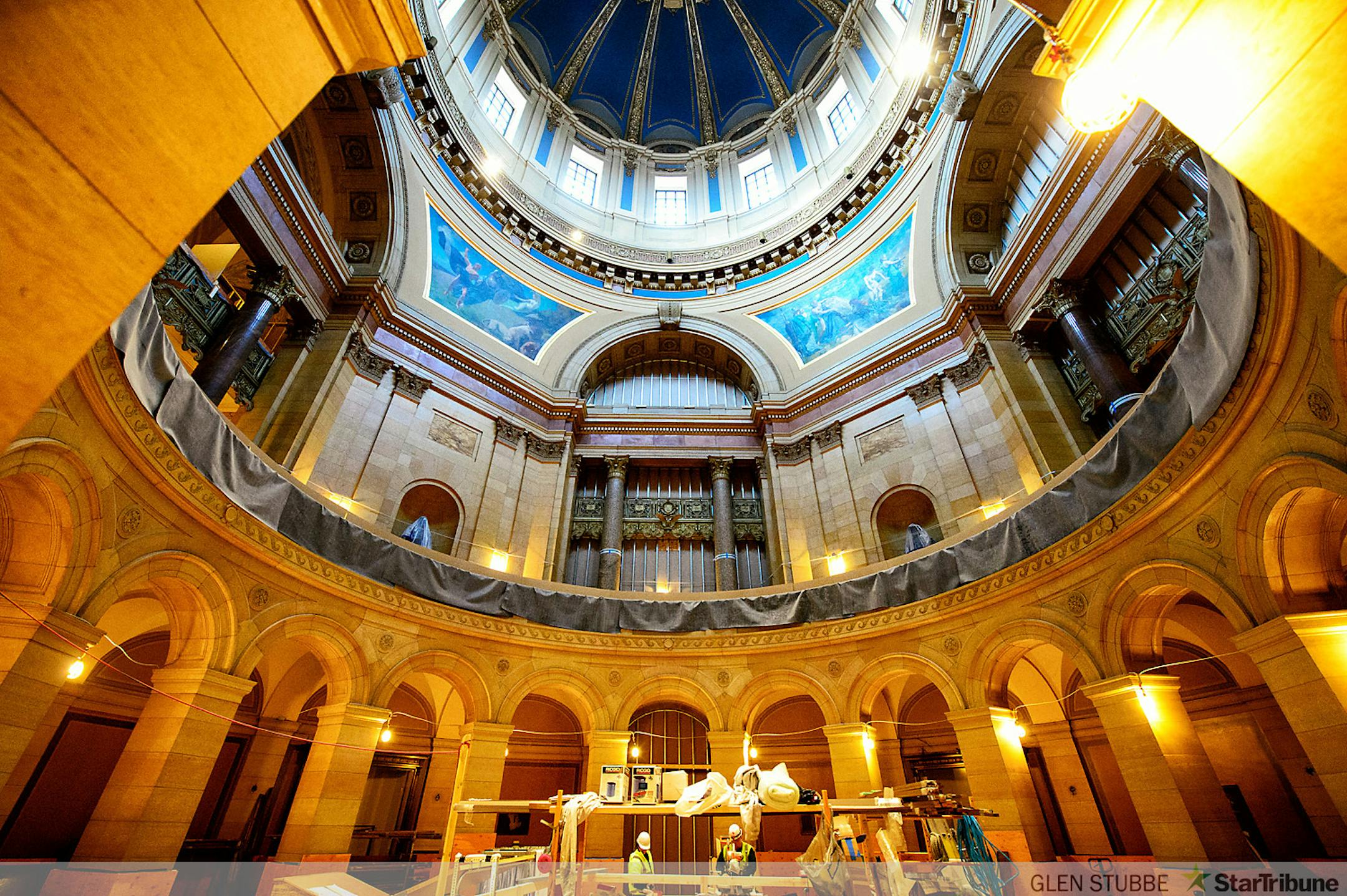 The Rotunda is closed to the public during remodeling.        ]   GLEN STUBBE * gstubbe@startribune.com   Tuesday, December 2, 2014 With just over one month before the start of the 2015 legislative session, Legislators, protesters, lobbyists and school children will find a vastly different State Capitol with no access to the Rotunda and very limited access to the rest of the building.