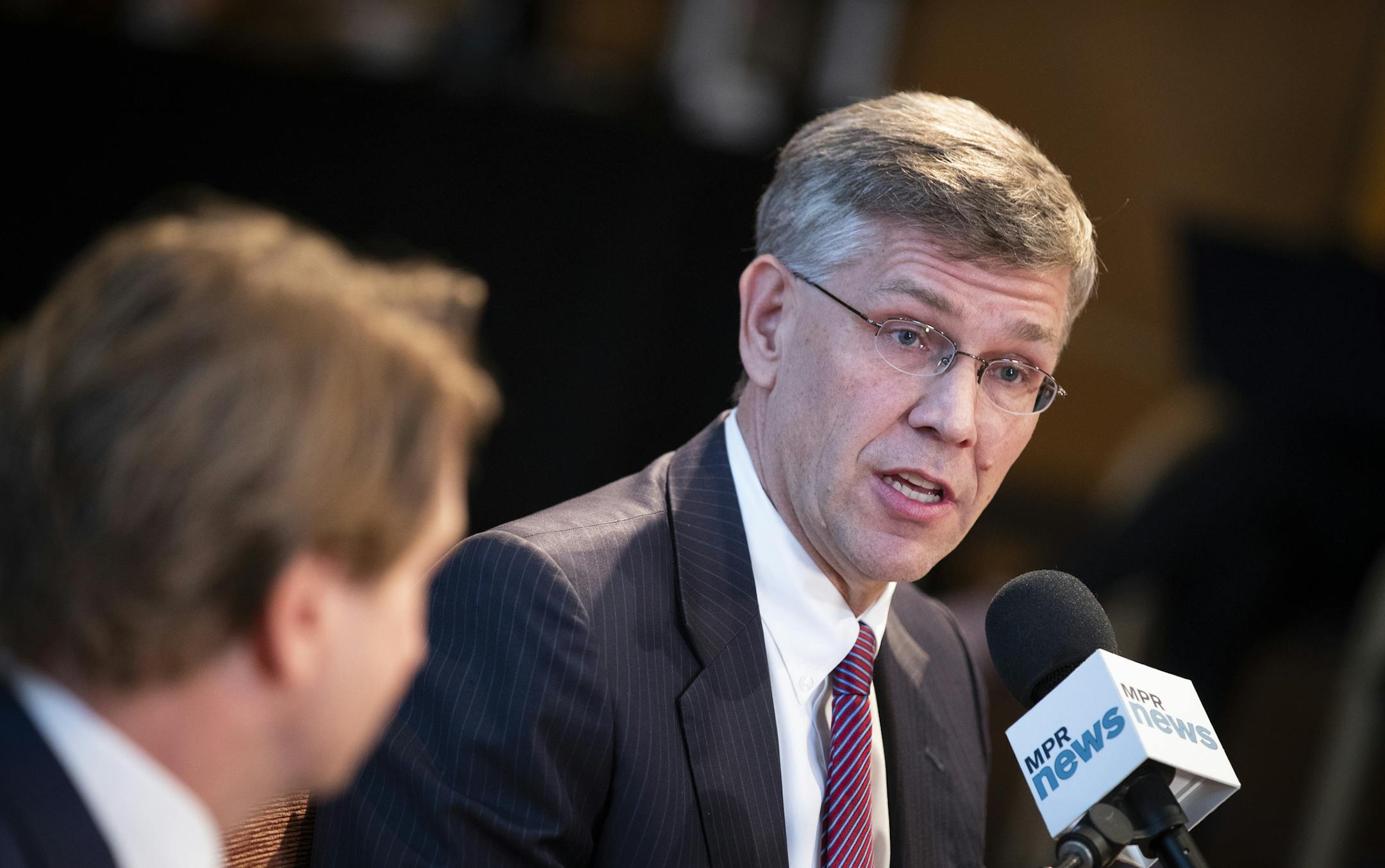 Rep. Erik Paulsen and his Democrat challenger Dean Phillips debate. ] LEILA NAVIDI &#xef; leila.navidi@startribune.com BACKGROUND INFORMATION: Rep. Erik Paulsen and his Democrat challenger Dean Phillips meet in a debate moderated by MPR political editor Mike Mulcahy at MPR News in St. Paul on Friday, October 5, 2018.