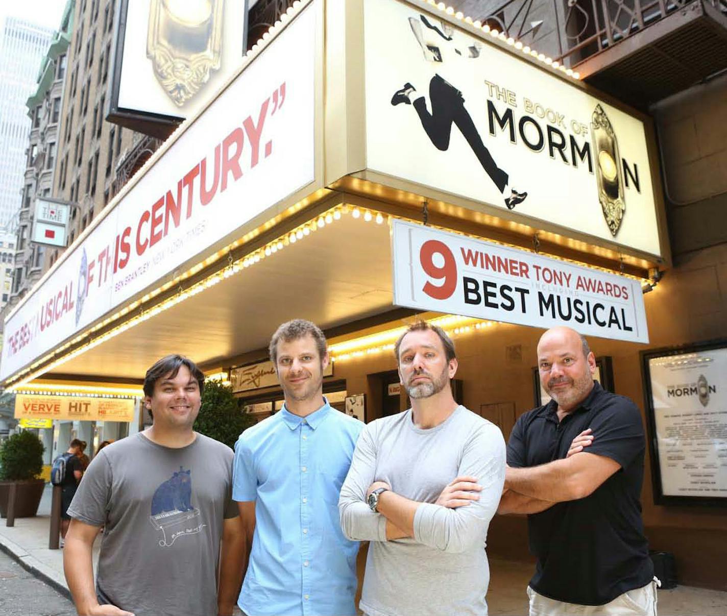 Robert Lopez, Matt Stone, Trey Parker and Casey Nicholaw