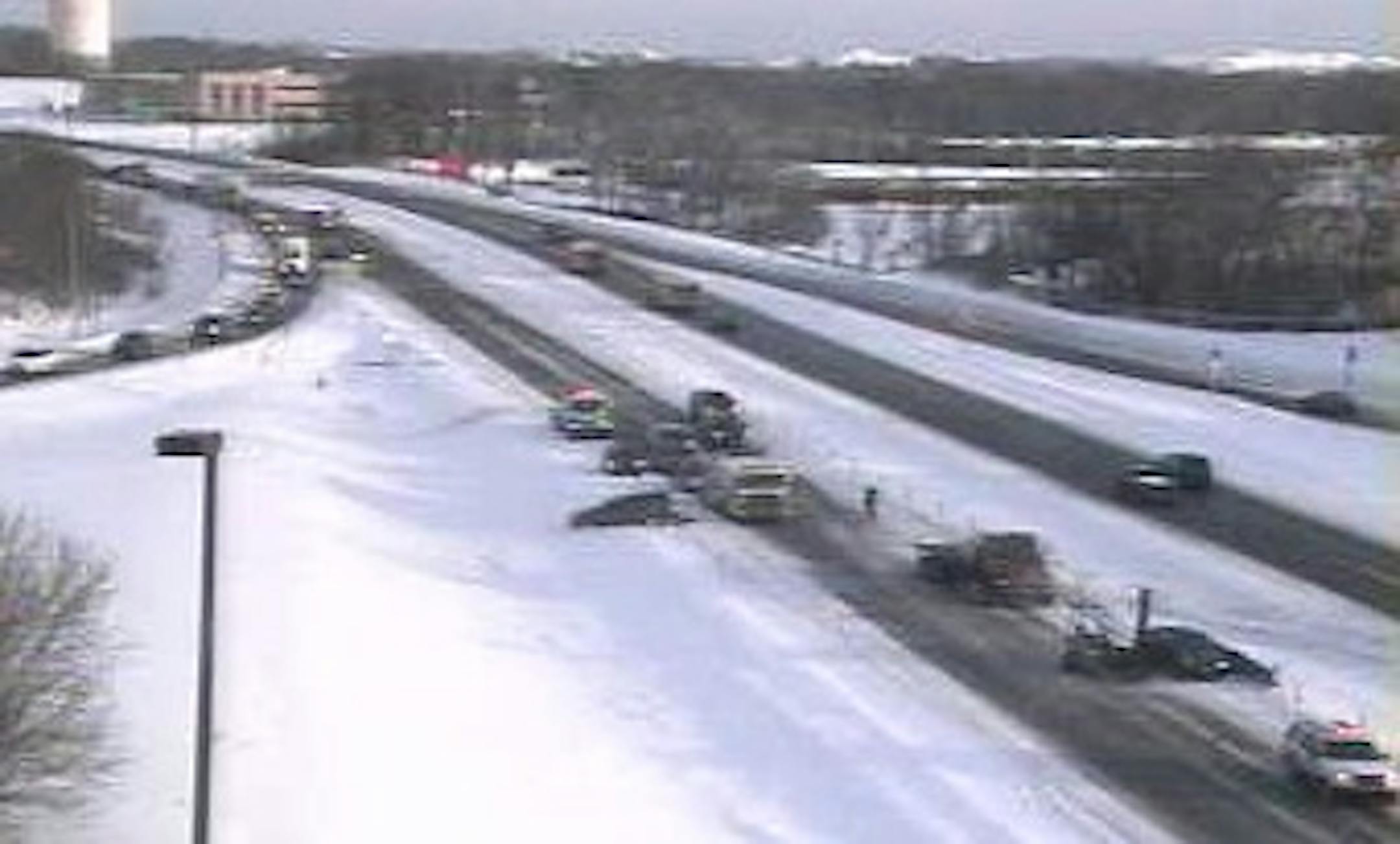 Traffic was diverted around the scene of a fatal crash on Interstate Hwy. 494 at Bass Lake Road in Maple Grove Saturday morning. One person died in the crash.