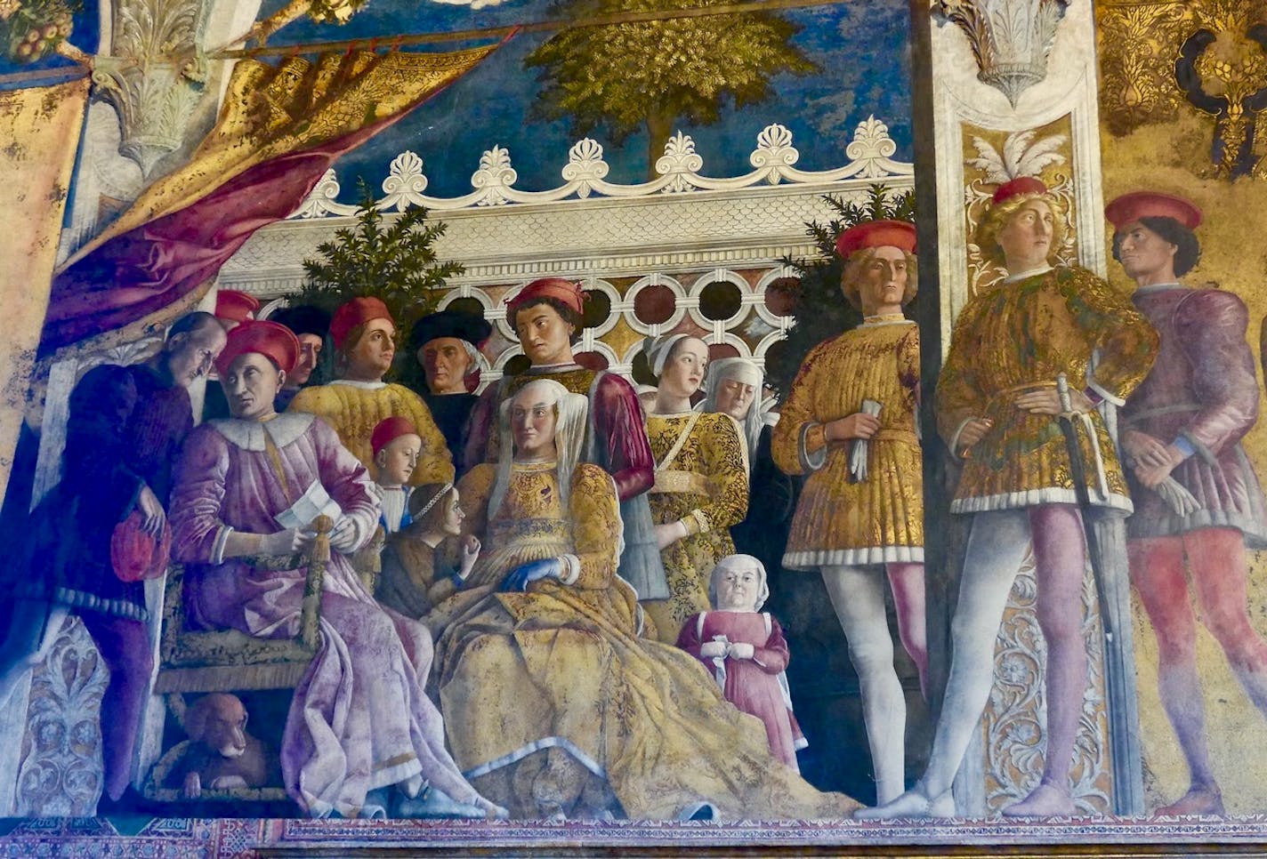 Ludovico Gonzaga and his wife Barbara are surrounded by courtiers, children and even the court dwarf in Andrea Mantegna�s 1474 fresco in their bedroom at the Castello di San Giorgio, Mantua.�