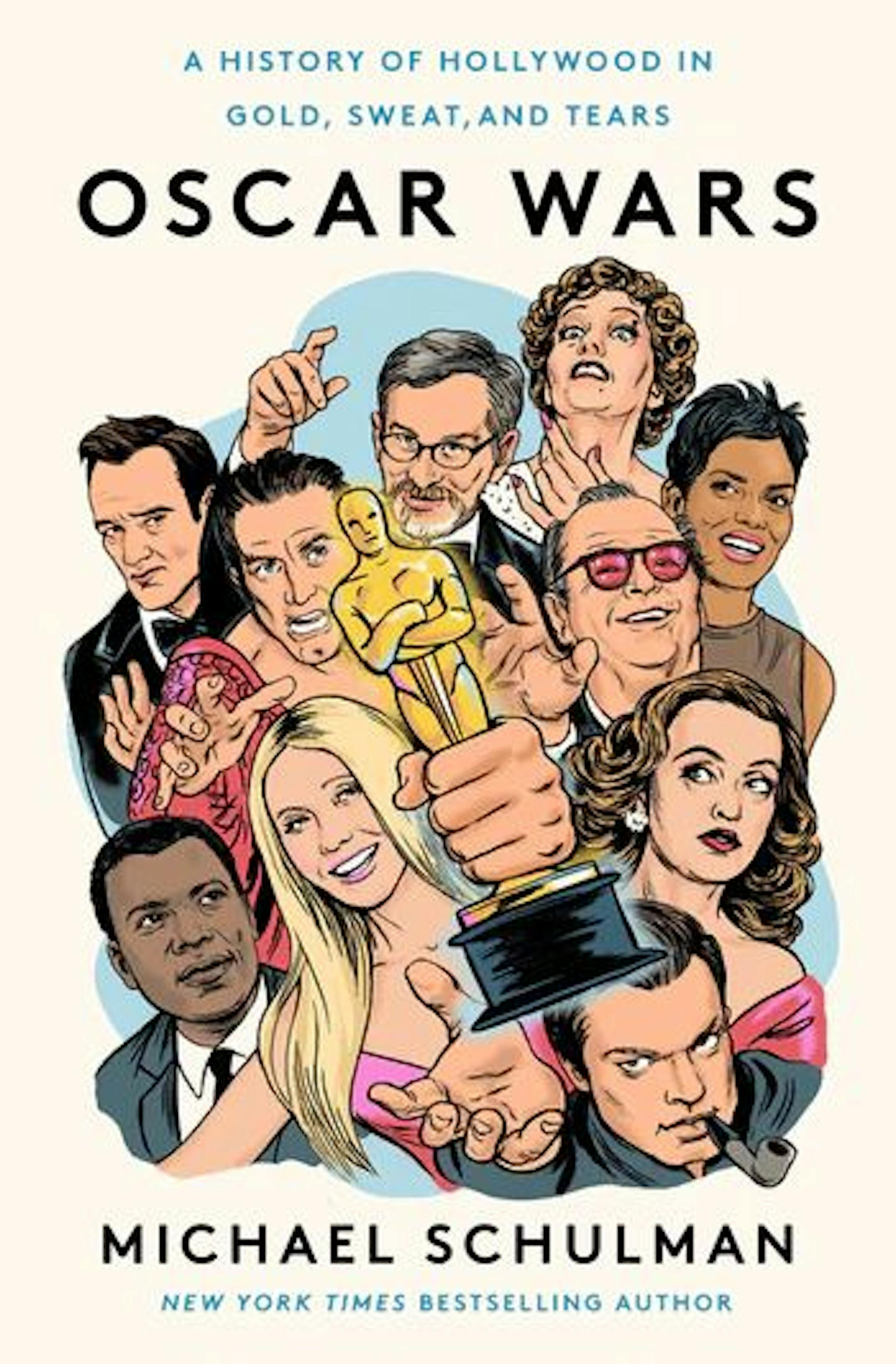 cover of "Oscar Wars," with cartoons of winners and losers over the years