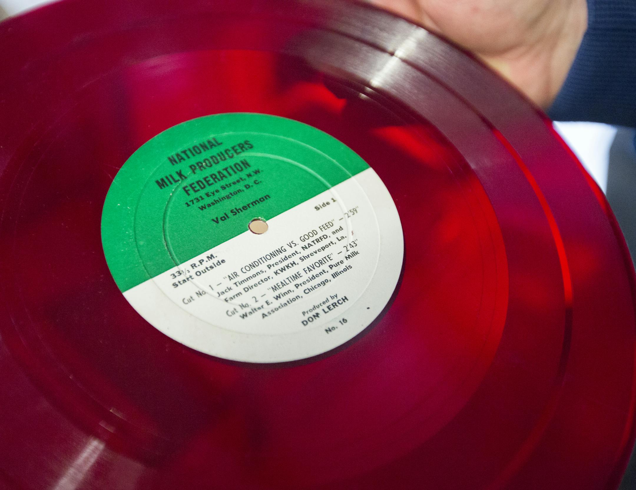 The Pavek Museum of Broadcasting in St. Louis Park is selling a treasure trove of equipment and memorabilia from its bulging warehouse. This virgin vinal record from the National Milk Producers Federation is for sale. ] Brian.Peterson@startribune.com St. Louis Park, MN - 5/05/2015