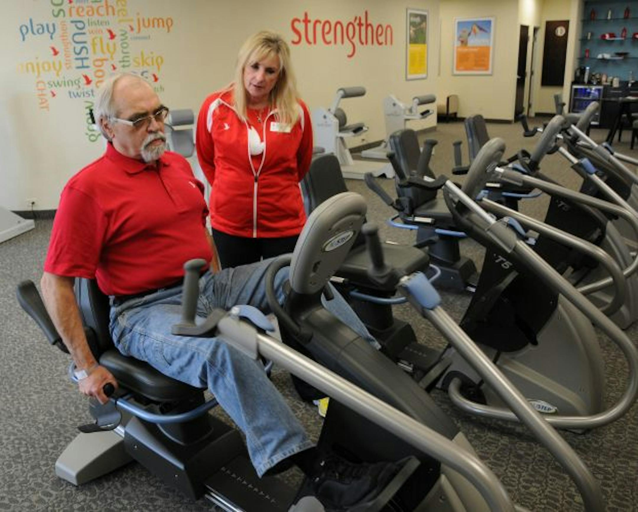 John Seward is among the members at Welcyon, a fitness center in Edina that caters to the over-50 crowd. Seward, 62, got a little coaching from owner Suzy Boerboom.