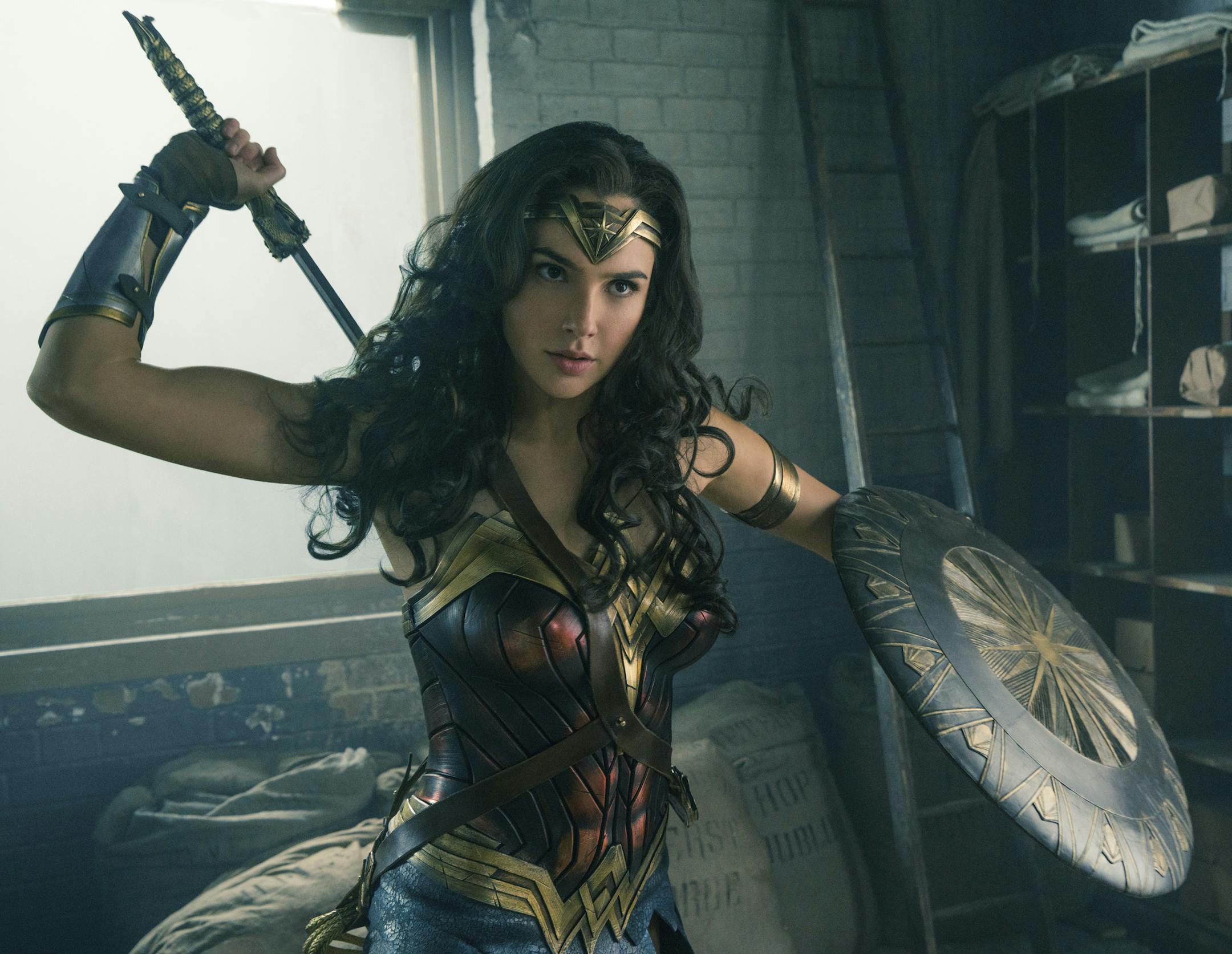 This image released by Warner Bros. Entertainment shows Gal Gadot in a scene from "Wonder Woman." (Clay Enos/Warner Bros. Entertainment via AP) ORG XMIT: MIN2017080911073616
