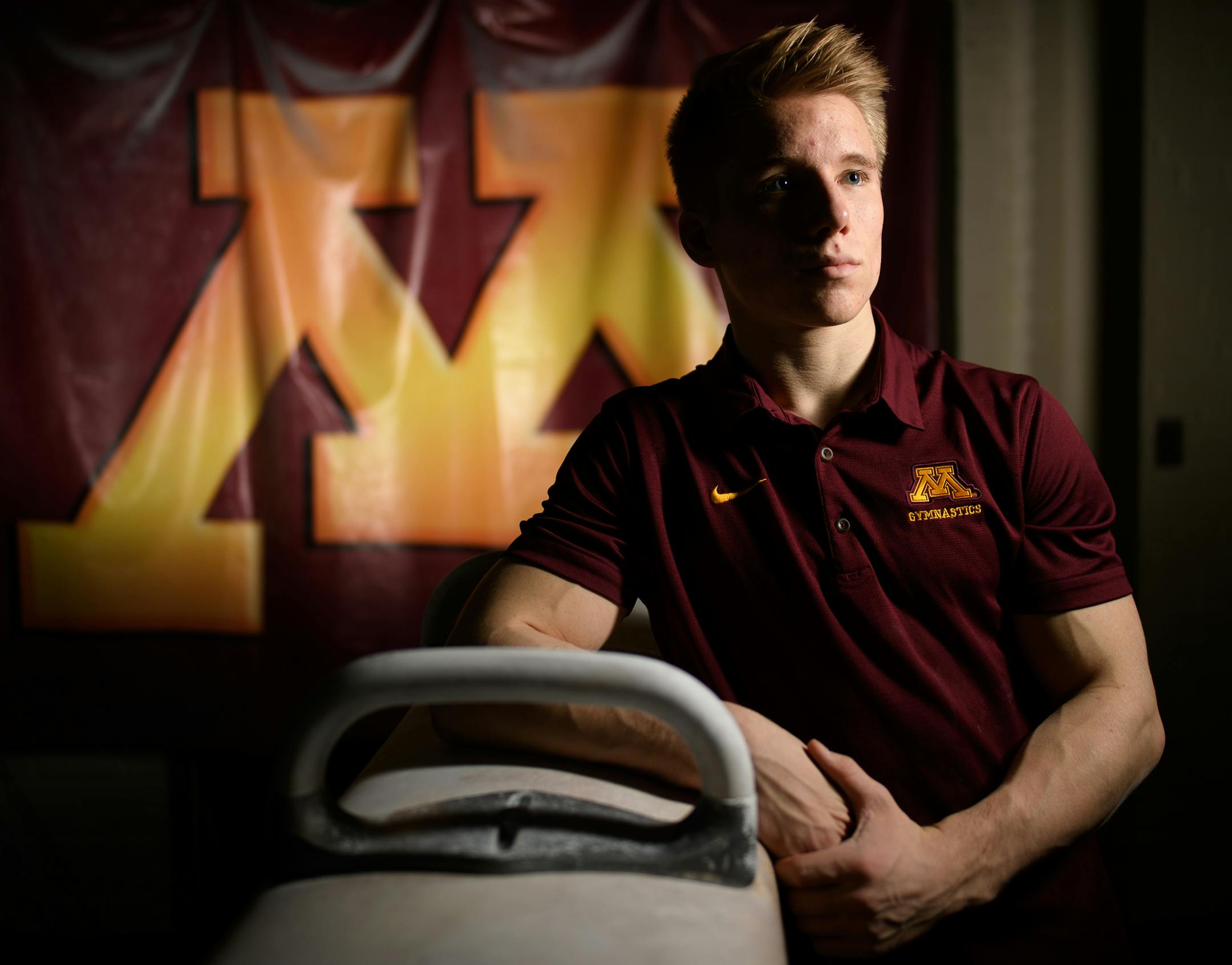 Gophers gymnastics' Shane Wiskus was photographed Wednesday, April 4, 2018 at Cooke Hall's gym at the University of Minnesota. ] AARON LAVINSKY ï aaron.lavinsky@startribune.com