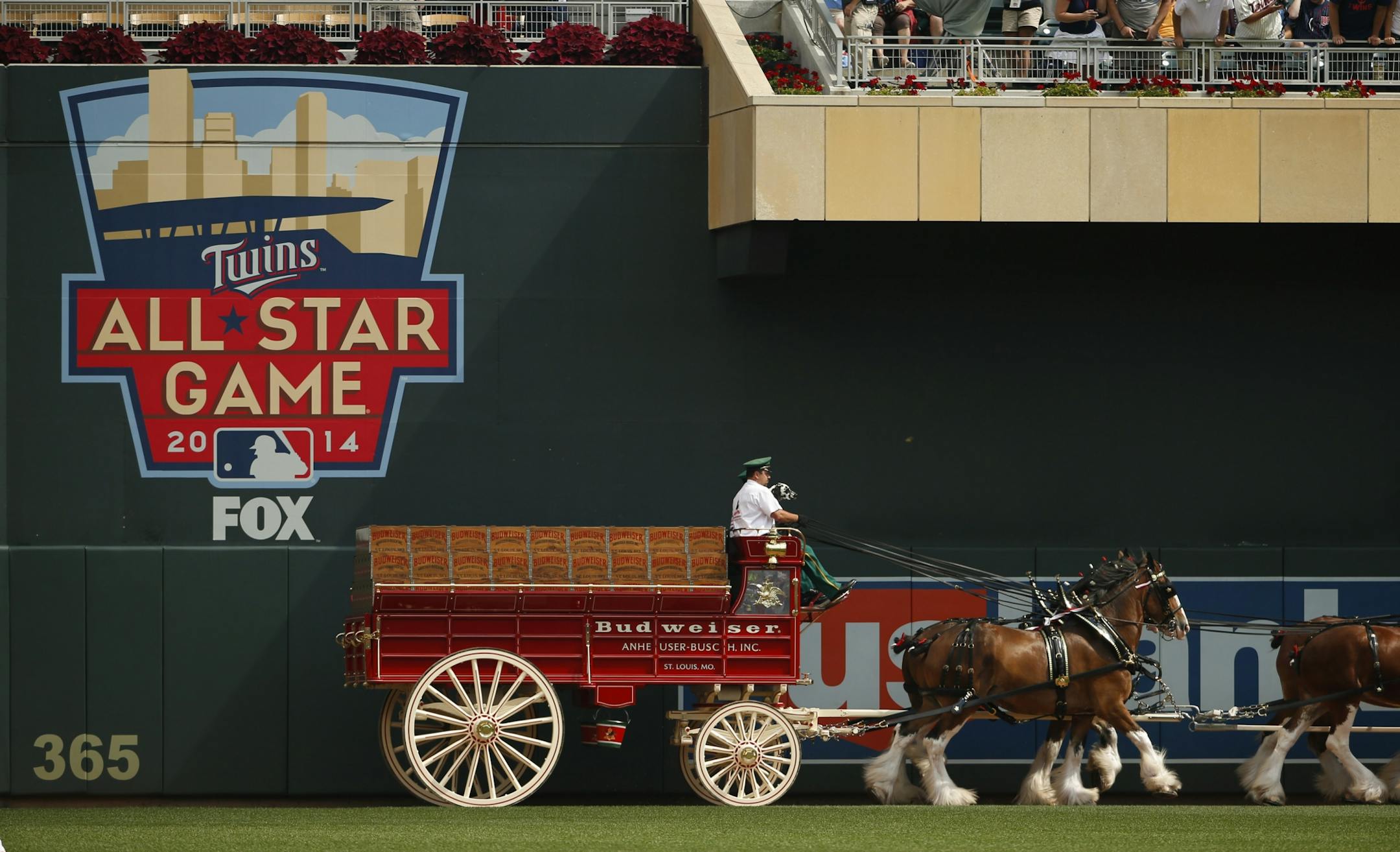 The Budweiser Clydesdale team did one lap around the field on the warning track before the Futures Game Sunday afternoon.
