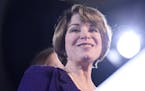 Sen. Amy Klobuchar, D-Minn., speaks after winning re-election during a election night event held by the Democratic Party Tuesday, Nov. 6, 2018, in St.