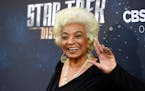 Original "Star Trek" cast member Nichelle Nichols poses at the premiere of the new television series "Star Trek: Discovery" on Tuesday, Sept. 19, 2017