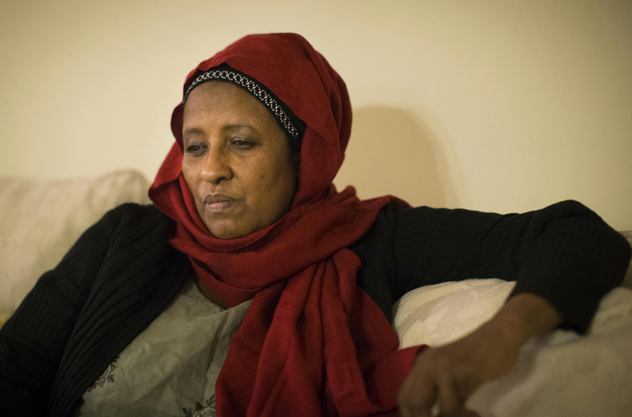 Halima Ibrahim's husband, civil engineer Abdullahi Ali Anshoor, was gunned down in Mogadishu in November. Halima, who is back in Minnesota for a brief visit, is returning to Mogadishu Monday. She was photographed on Thursday, January 8, 2015, in Brooklyn Park, Minn. ] REN√âE JONES SCHNEIDER ‚Ä¢ renee.jones@startribune.com