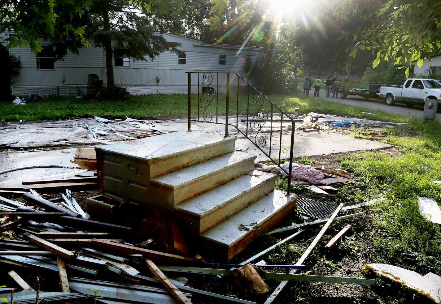 A manufactured home no longer sits on the lot it once occupied in Lowry Grove mobile home park Friday, June 30, 2017, in St. Anthony, MN. Lowry Grove closed it's gate and all residents had to be gone by 12 midnight the following day, the space slated to be redeveloped into multiple-residence apartments.] DAVID JOLES &#xef; david.joles@startribune.com It&#xed;s the tale of two parks, with Lowry Grove in St. Anthony and Park Plaza in Fridley providing a case study for the divergent paths mobile ho