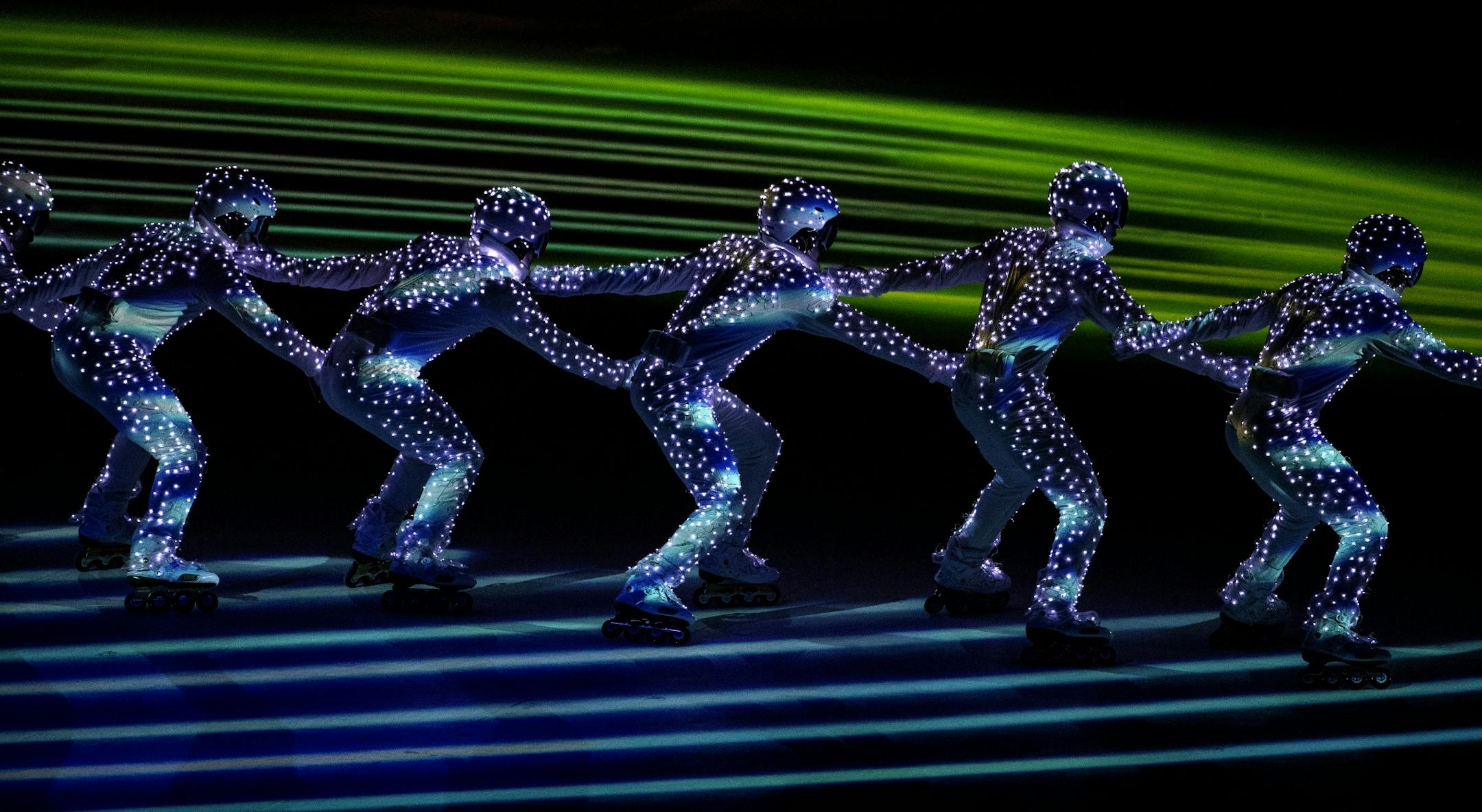 Performers at Pyeongchang Olympic Stadium during Closing Ceremony on Sunday.