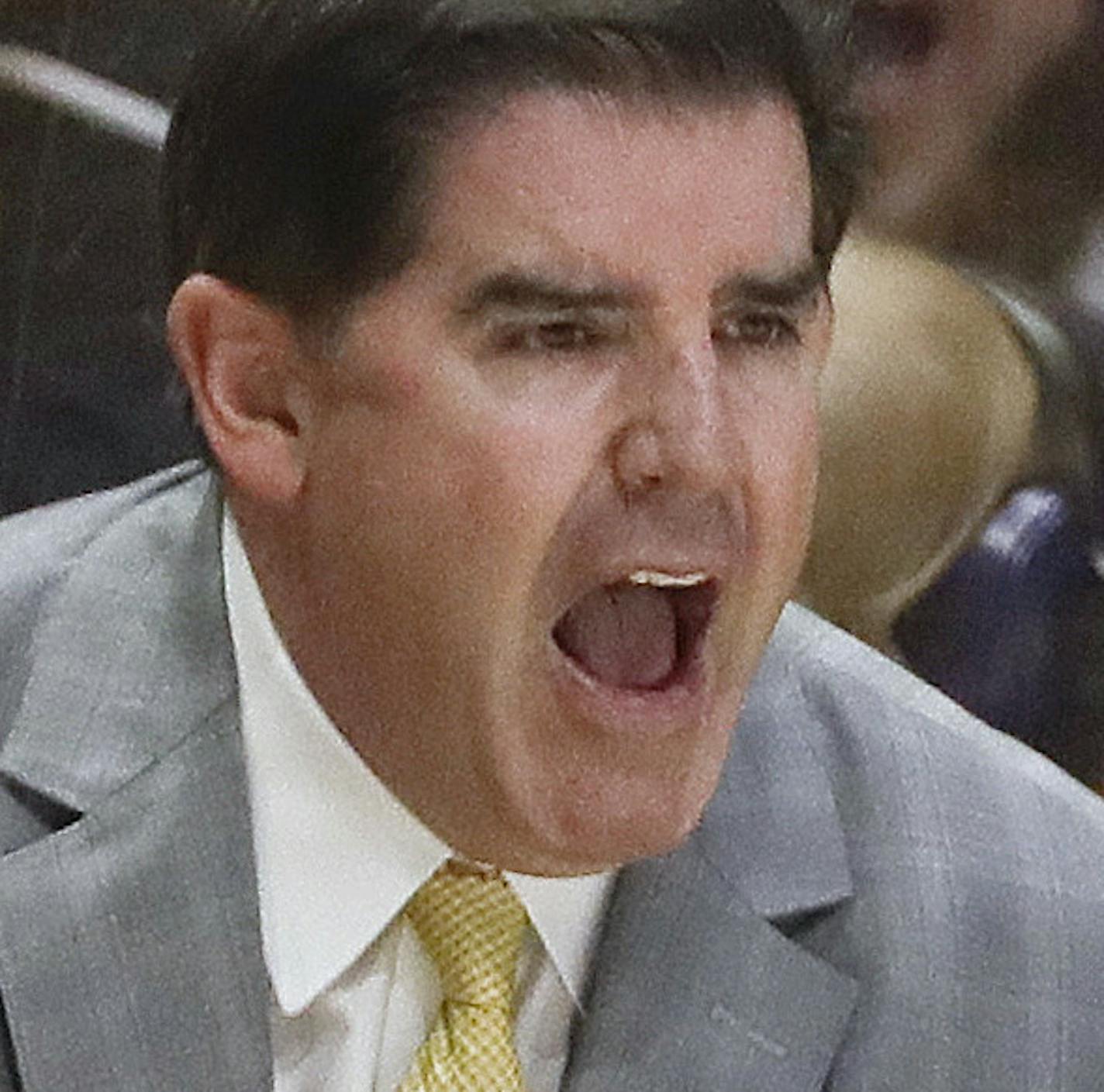 FILE - In this April 30, 2017 file photo, Nashville Predators head coach Peter Laviolette argues a call during the first period in Game 3 of a second-round NHL hockey playoff series against the St. Louis Blues in Nashville, Tenn. The Stanley Cup has been handed out 89 times to the champion of the NHL since 1927. For the first time, two American coaches will face off in the final as the Nashville Predators' Peter Laviolette goes up against the Pittsburgh Penguins' Mike Sullivan. It's just the sev