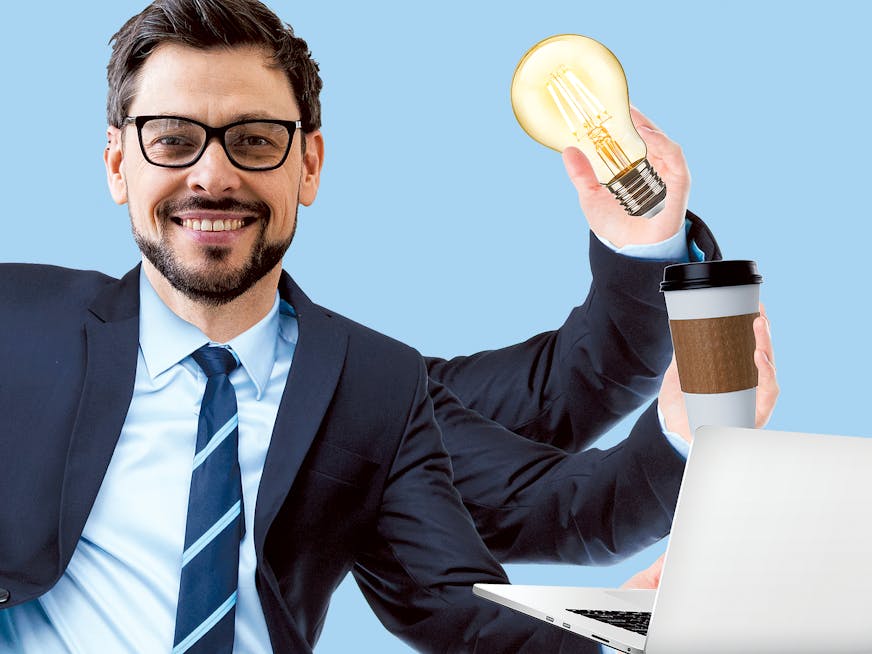 illustration of a multitasking businessman