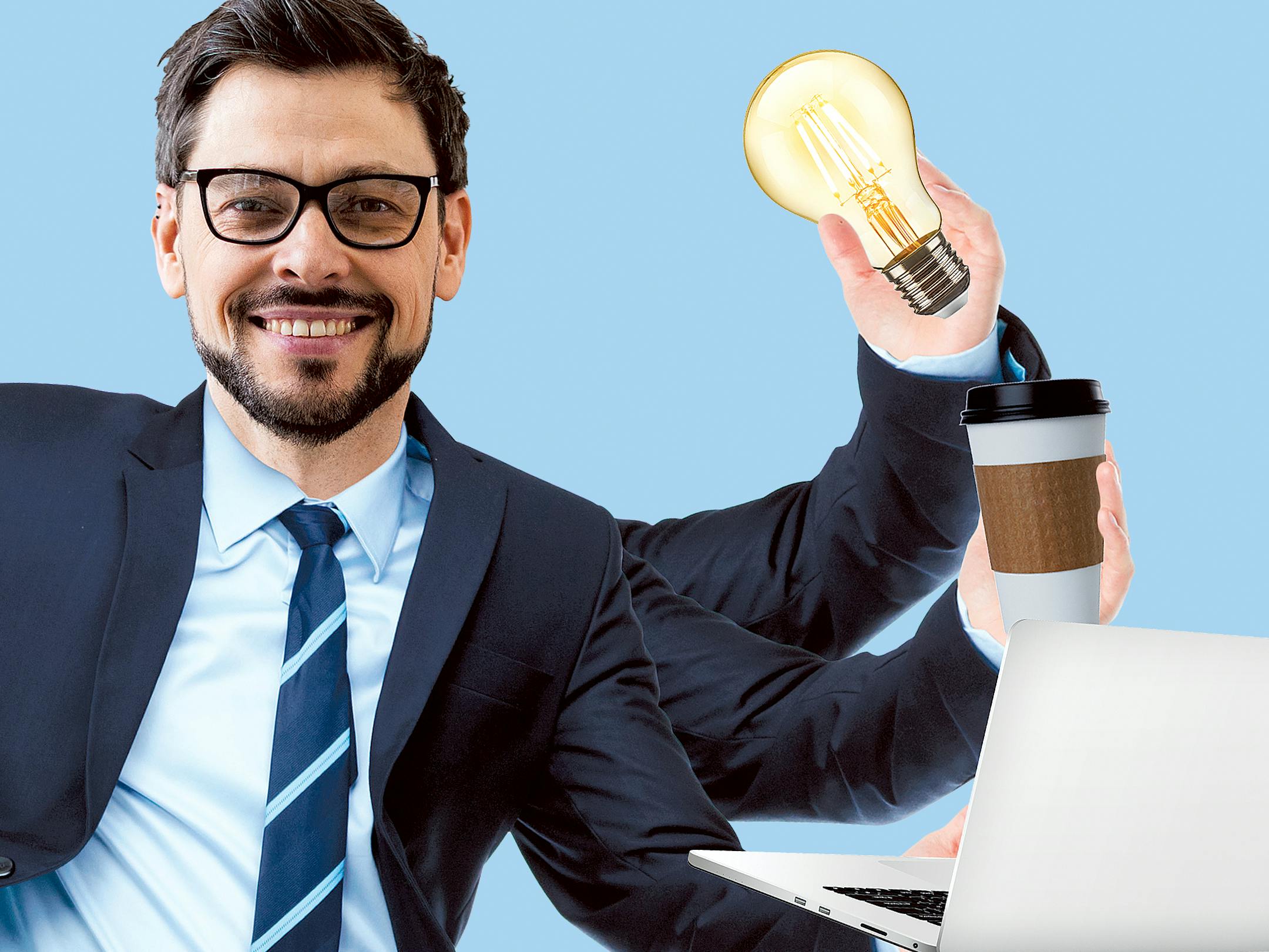 illustration of a multitasking businessman